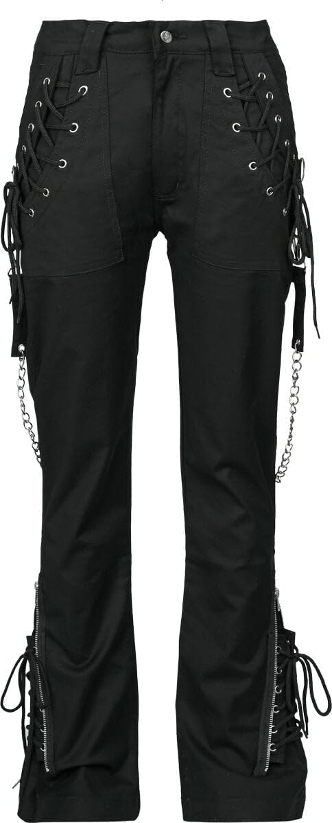 Gothicana by EMP Pantaloni Neri Pizzo Catene 31W/32L