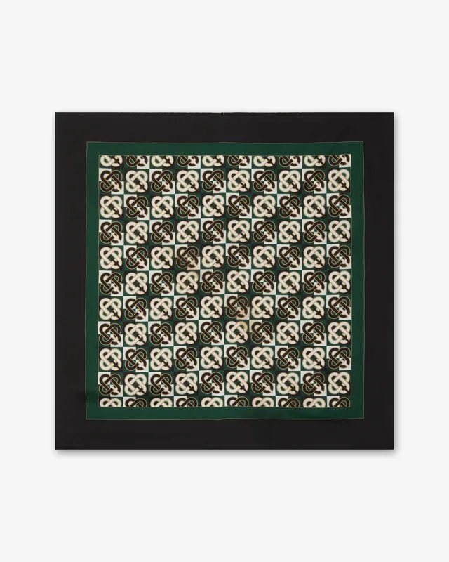 Casablanca Check Monogram foulard seta verde blu 52x52