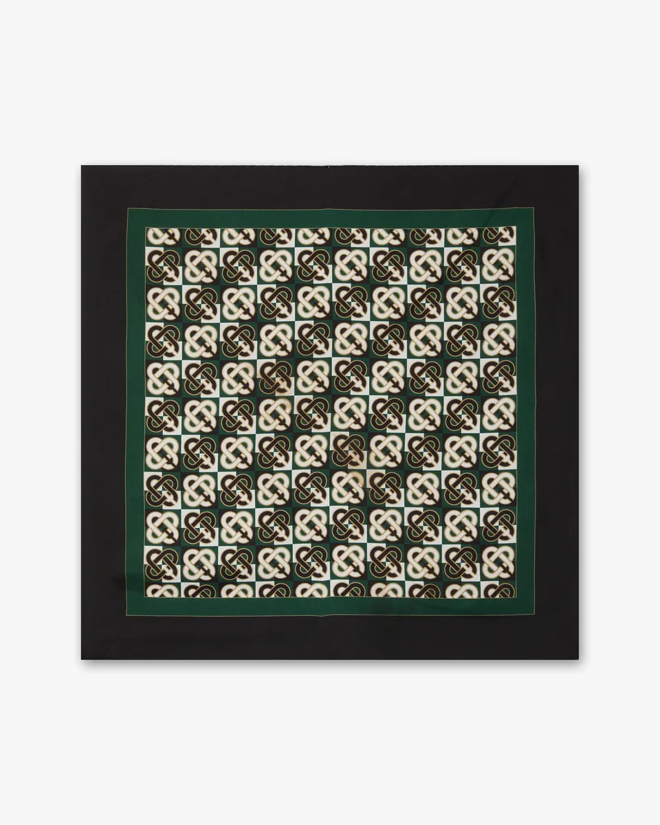 Casablanca Check Monogram foulard seta verde blu 52x52