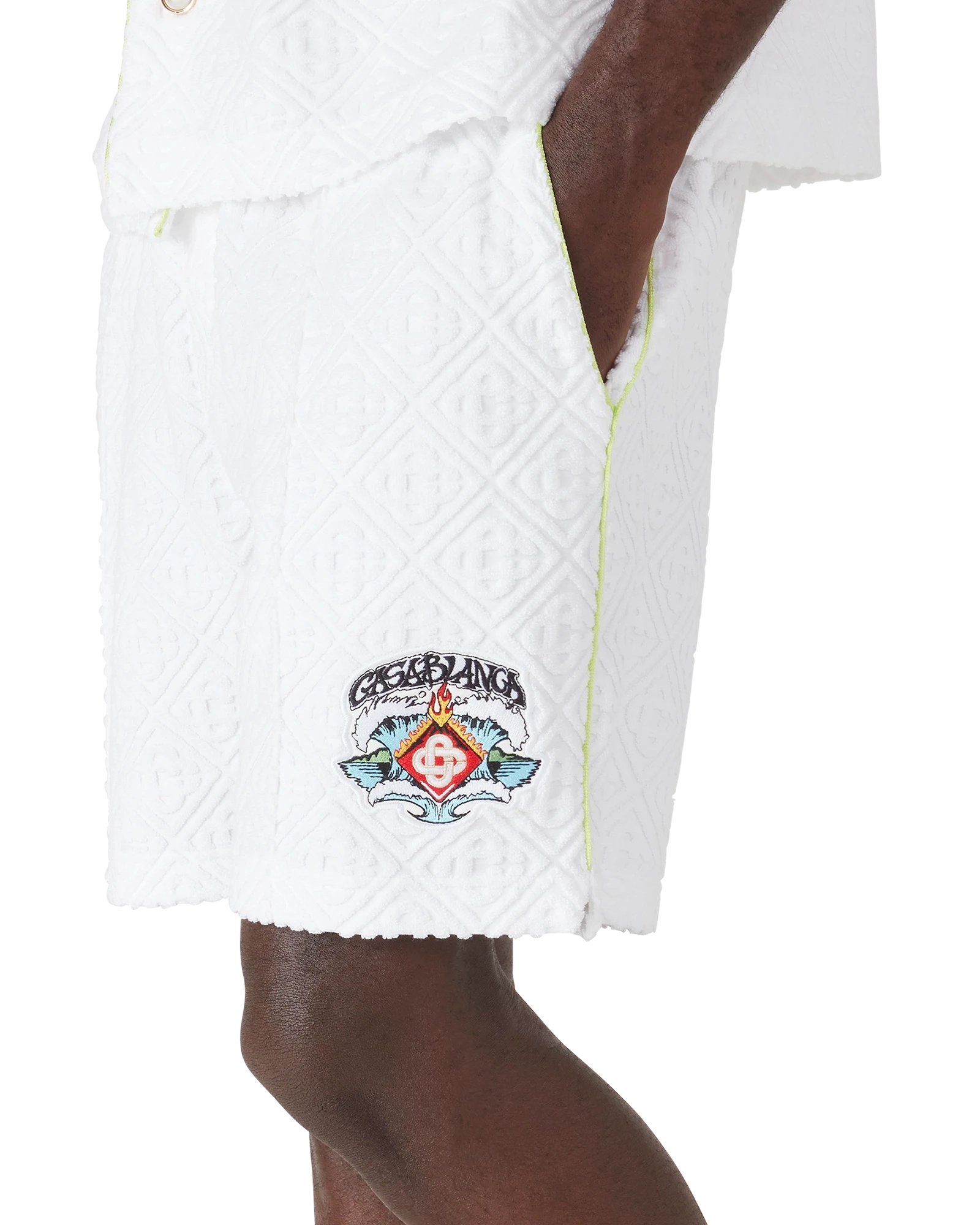 Casablanca shorts uomo bianchi spugna monogram