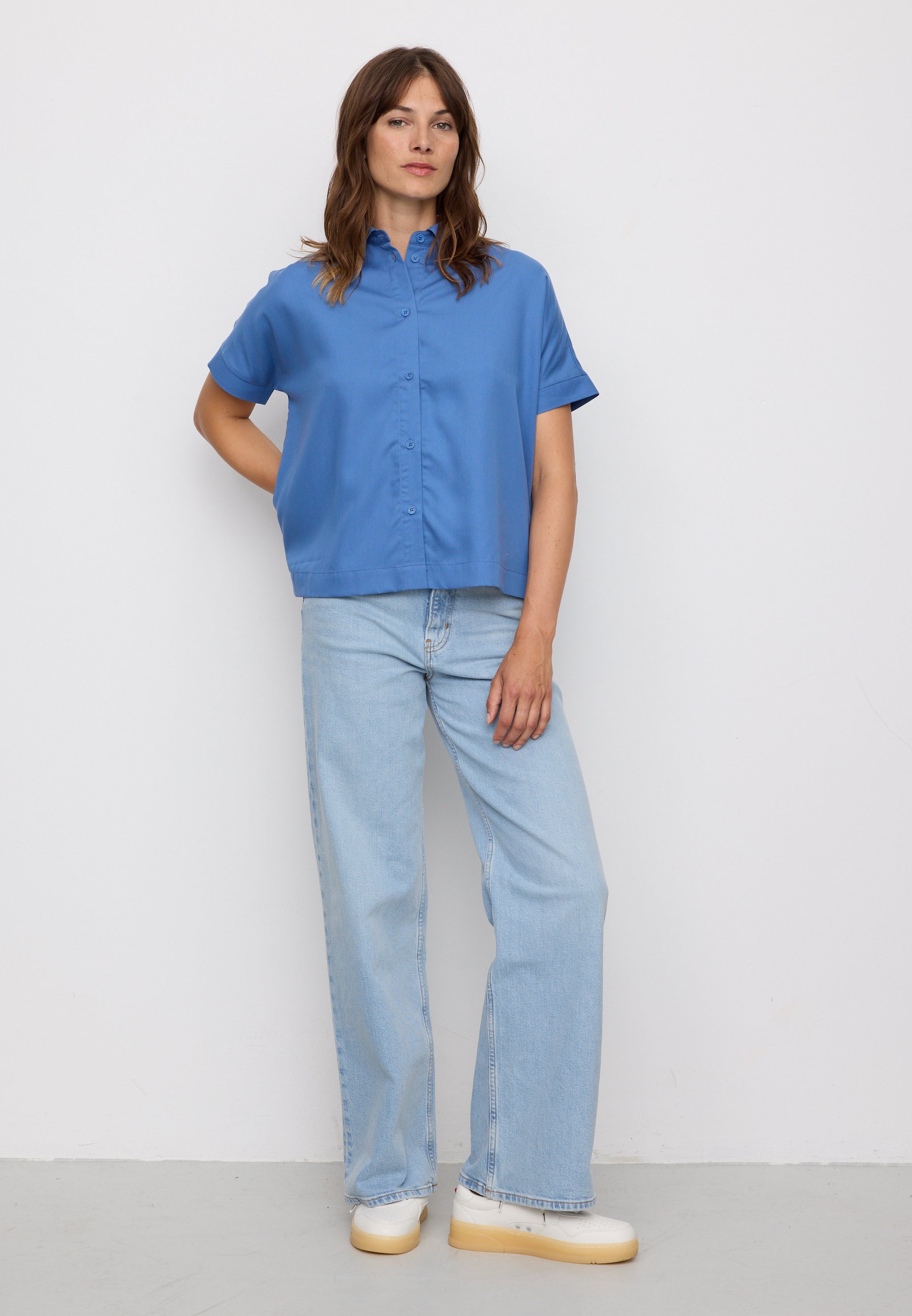 Recolution Lotus camicia donna blu lyocell