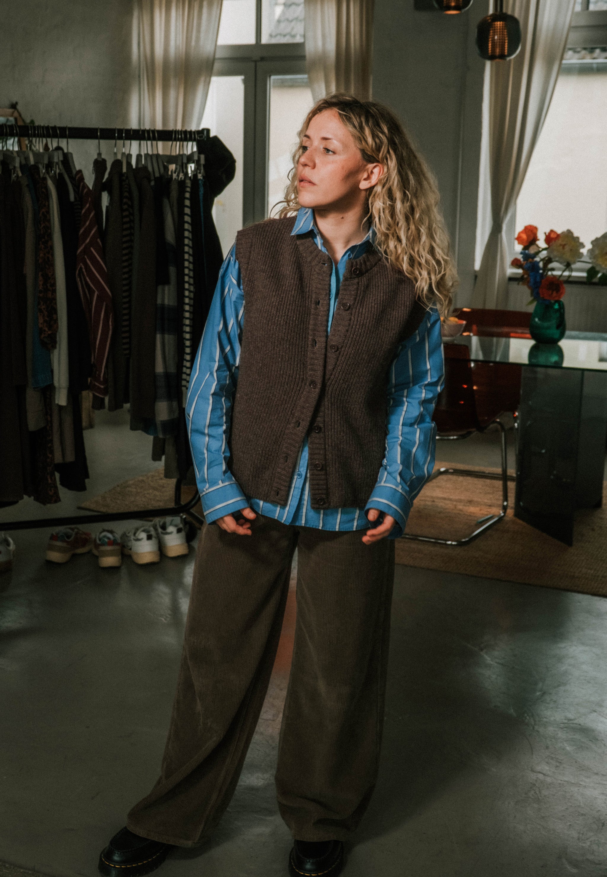 Recolution Goji gilet donna marrone lana bio