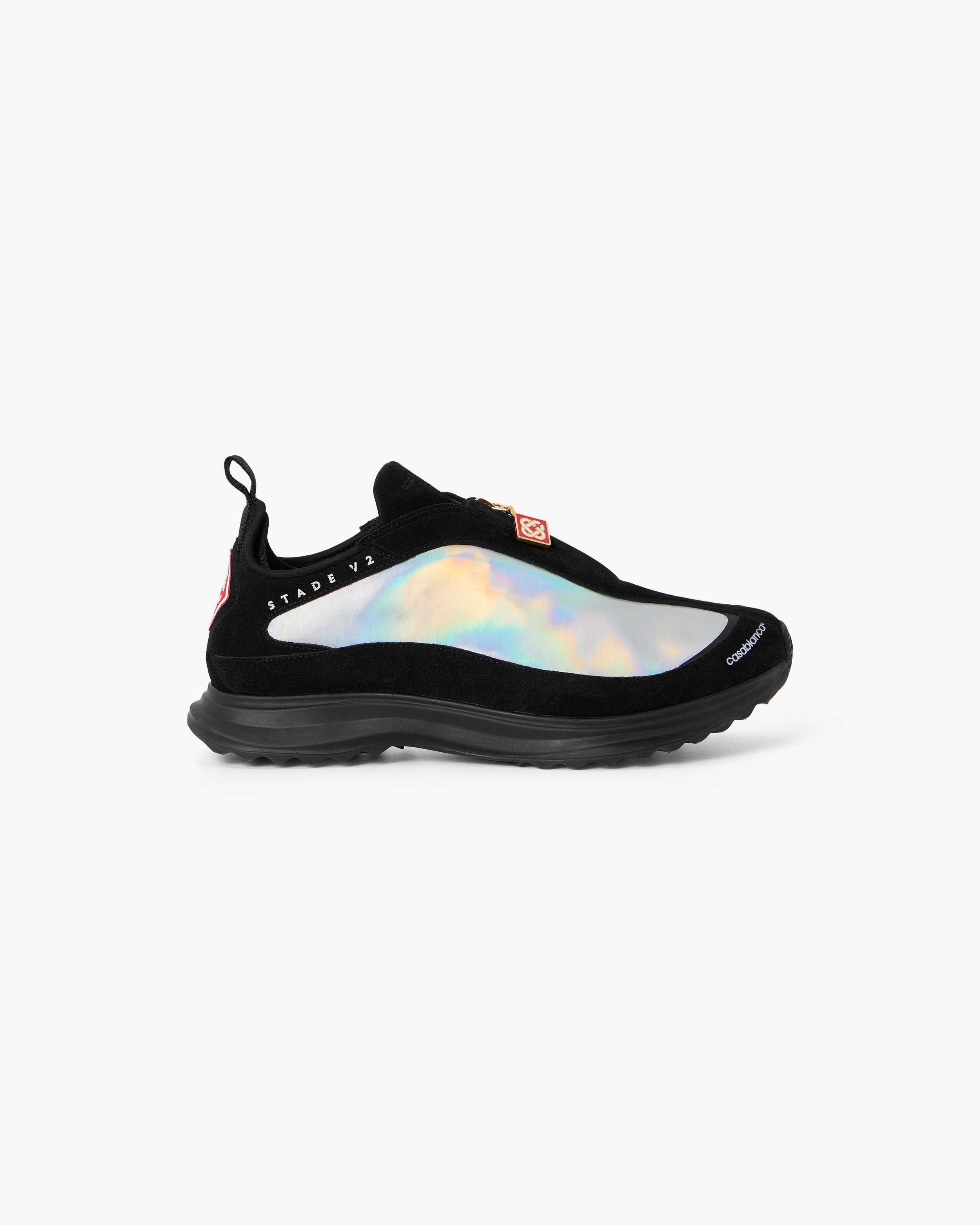 Casablanca Stade Zip sneakers nere argento pelle