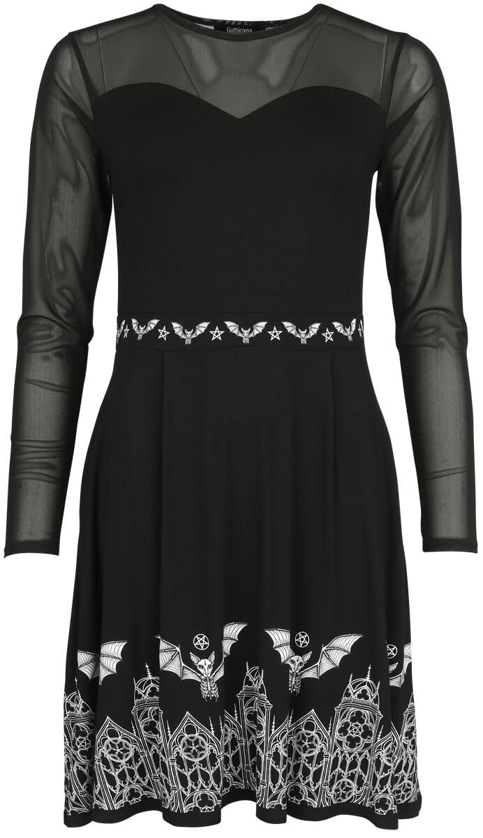 Gothicana by EMP abito corto nero pipistrelli taglia S donna