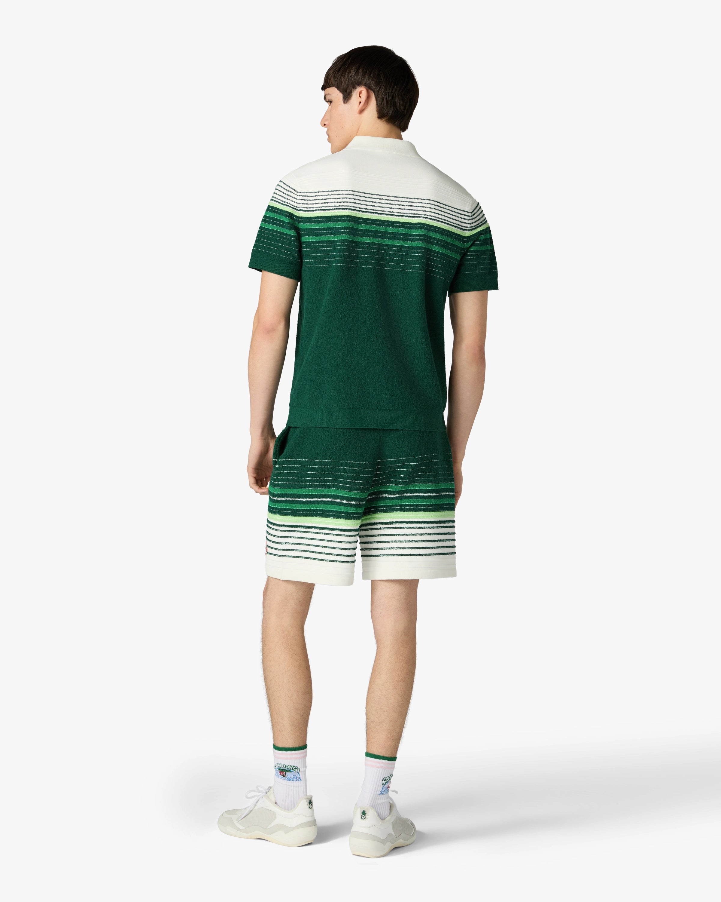 Casablanca Boucle Stripe polo verde bianco cotone