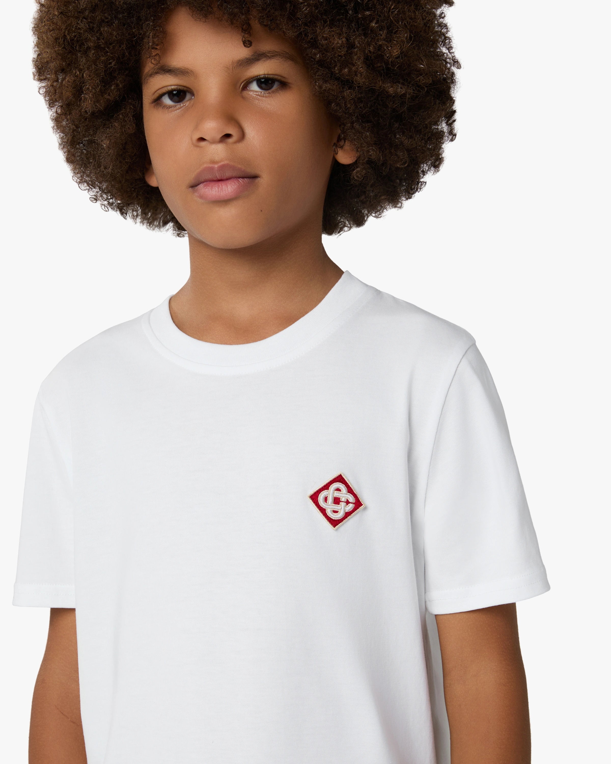 Casablanca Diamond Logo maglietta bianca bambino cotone organico