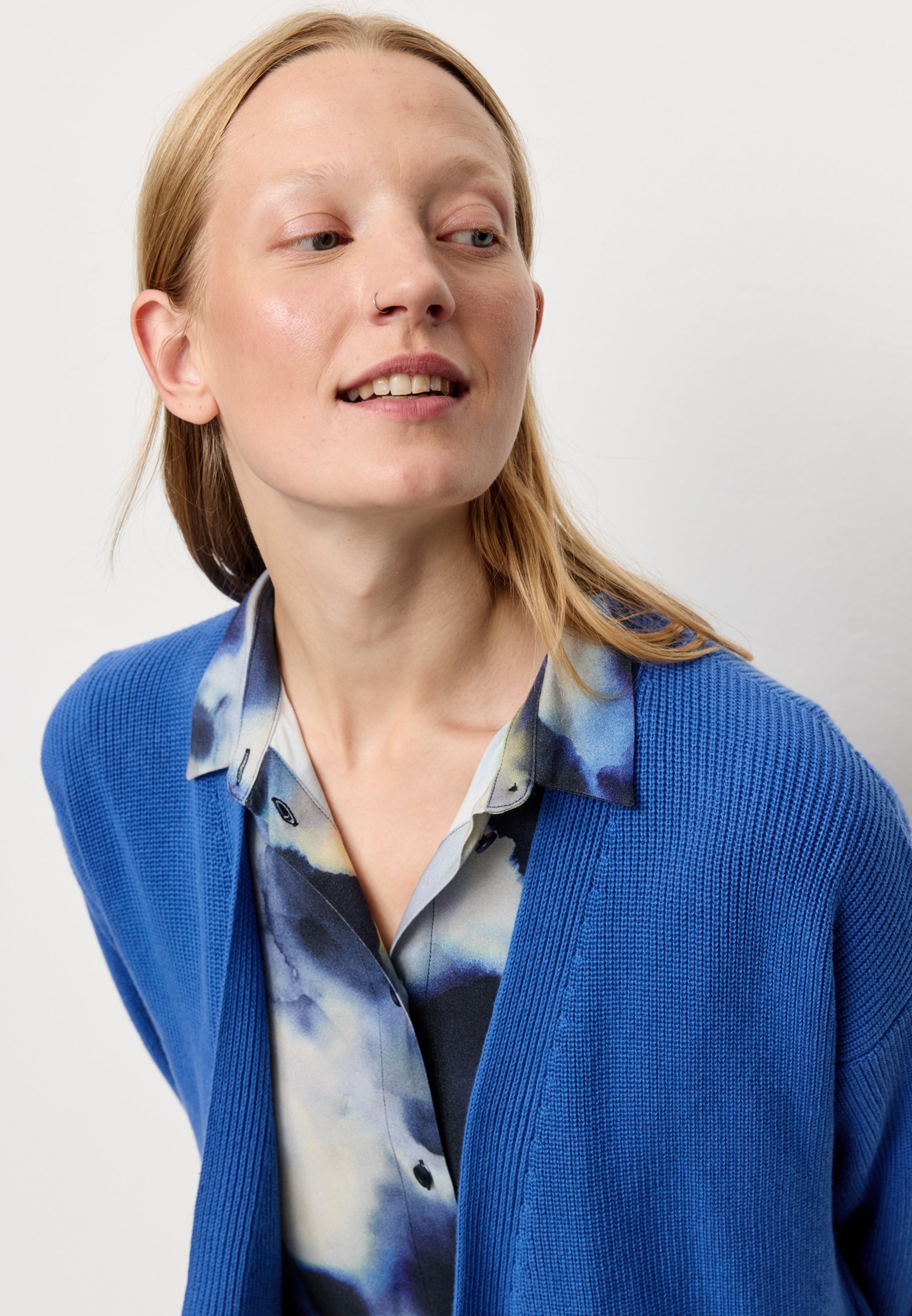 Recolution Moringa cardigan cotone bio blu elettrico