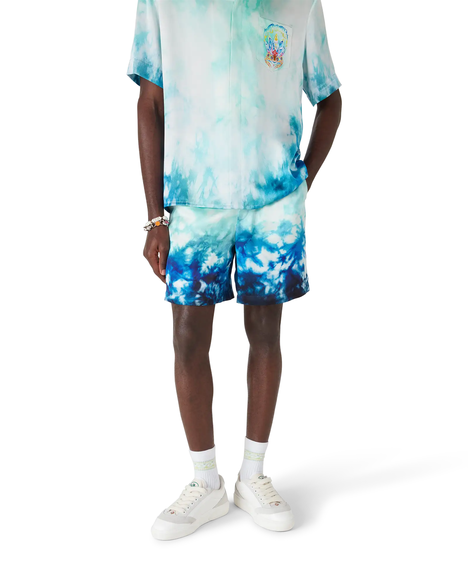 Casablanca Surf Lotus shorts seta blu multicolore