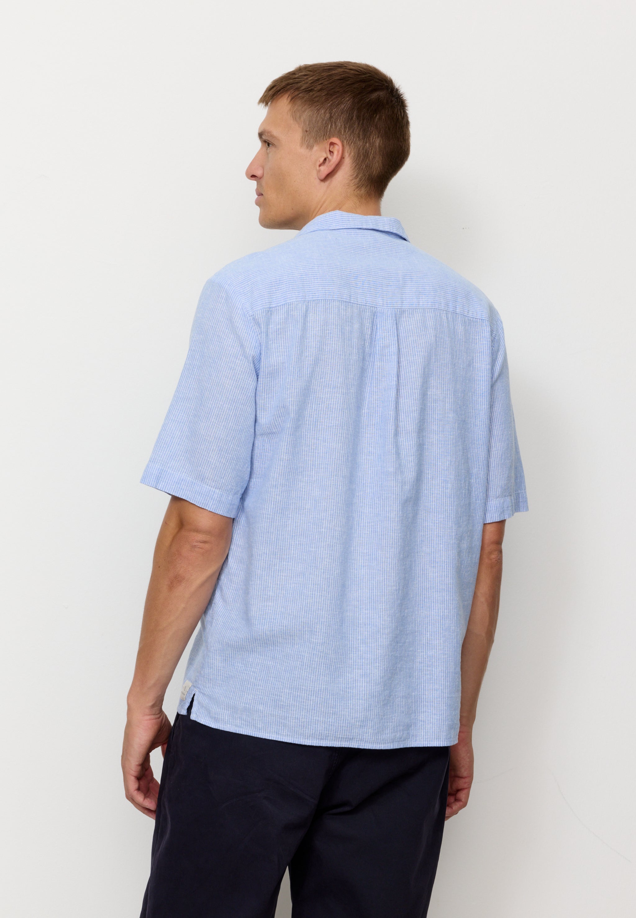 Recolution Cashew Stripes camicia lino blu a righe