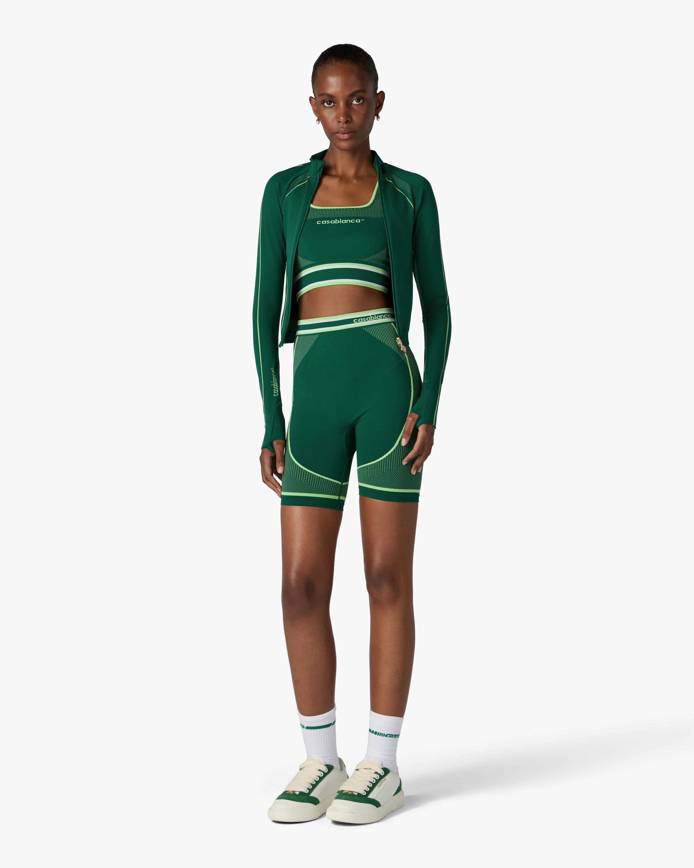 Casablanca Seamless shorts donna verdi elasticizzati