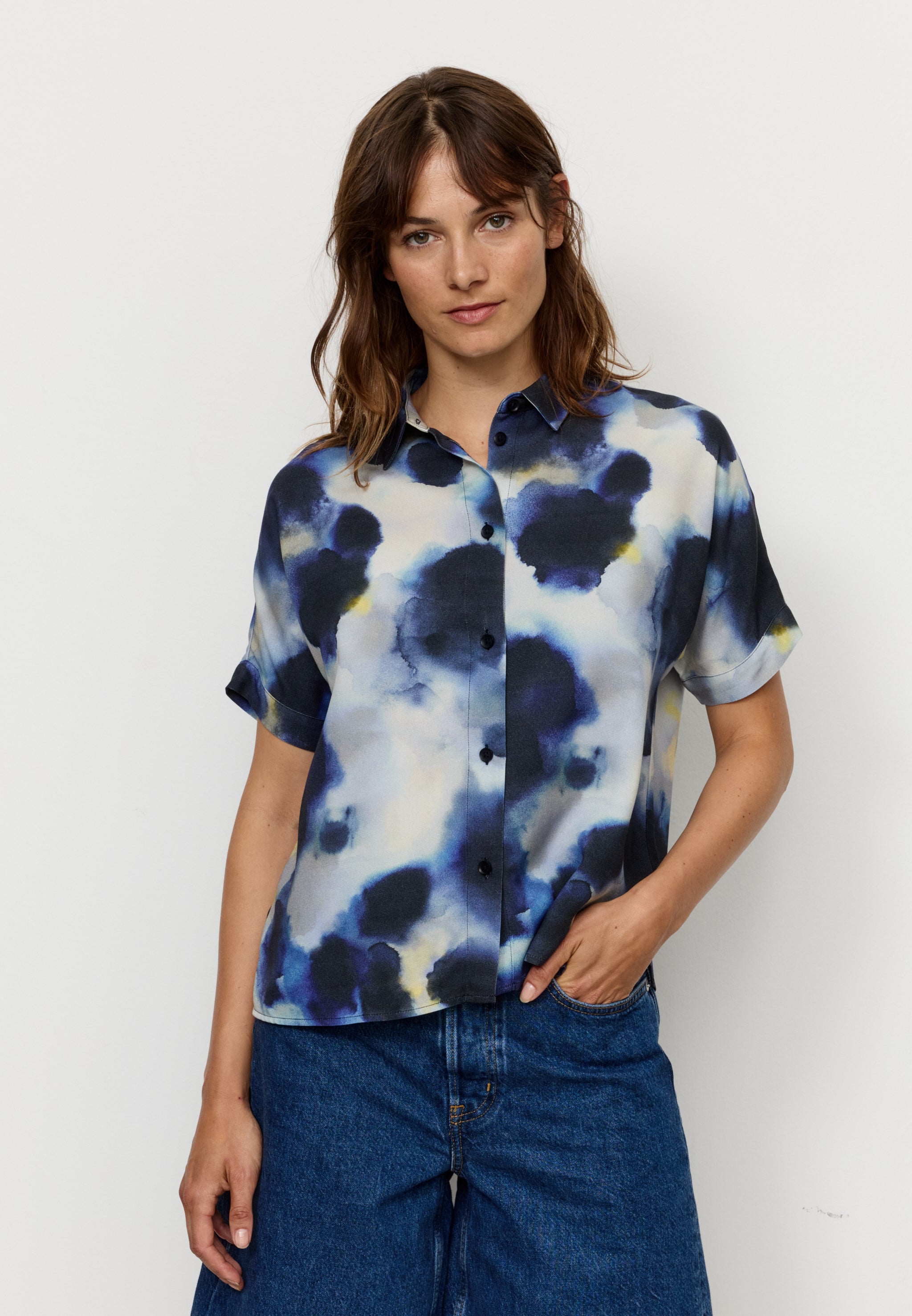 Recolution Lotus Waterdrop blusa donna blu viscosa
