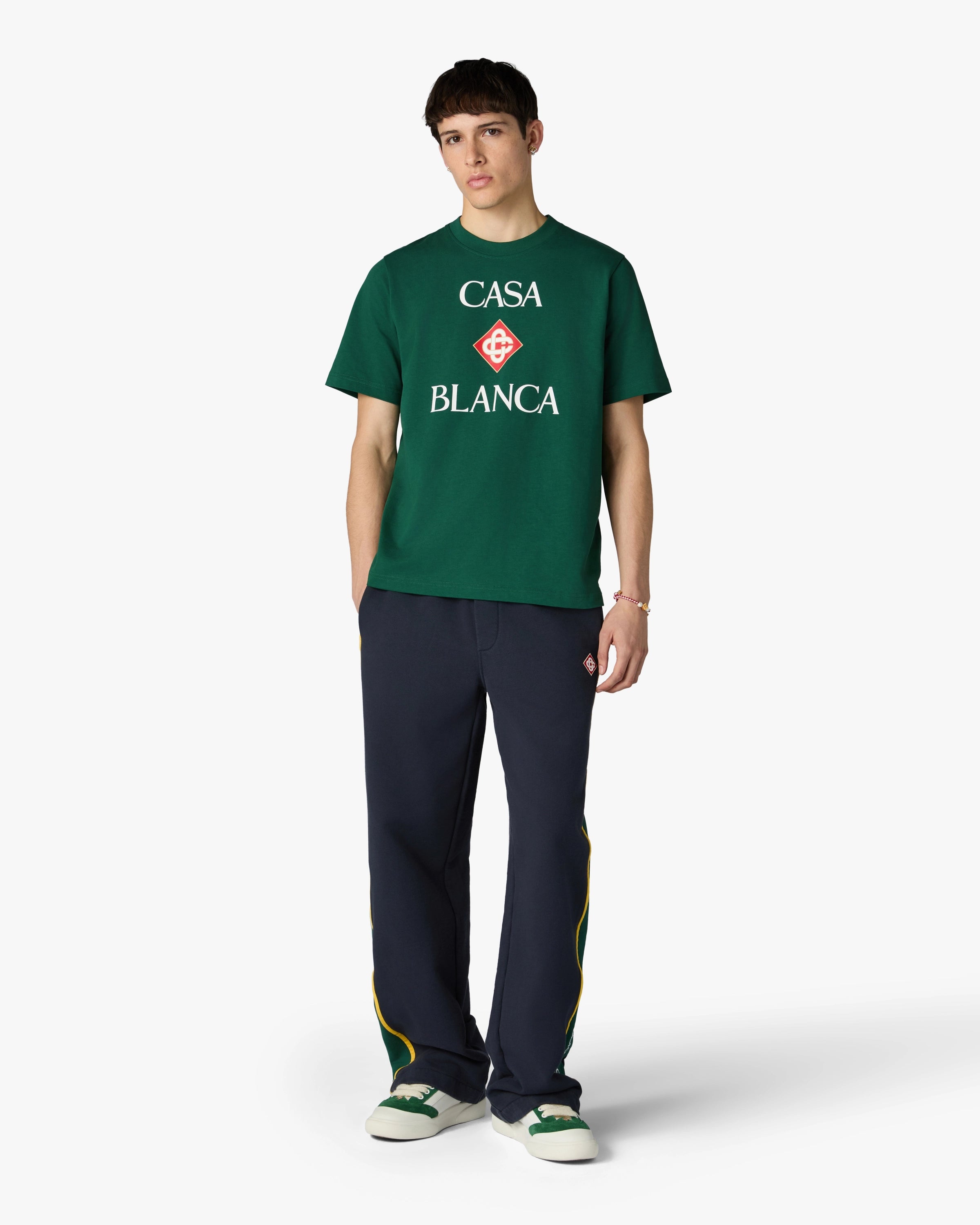 Casablanca Diamond Logo t-shirt verde cotone M
