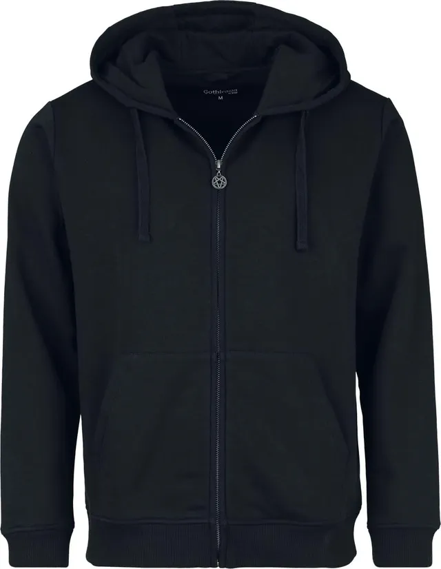 Gothicana by EMP Giacca Basic Nera Cappuccio Tasca Marsupio uomo