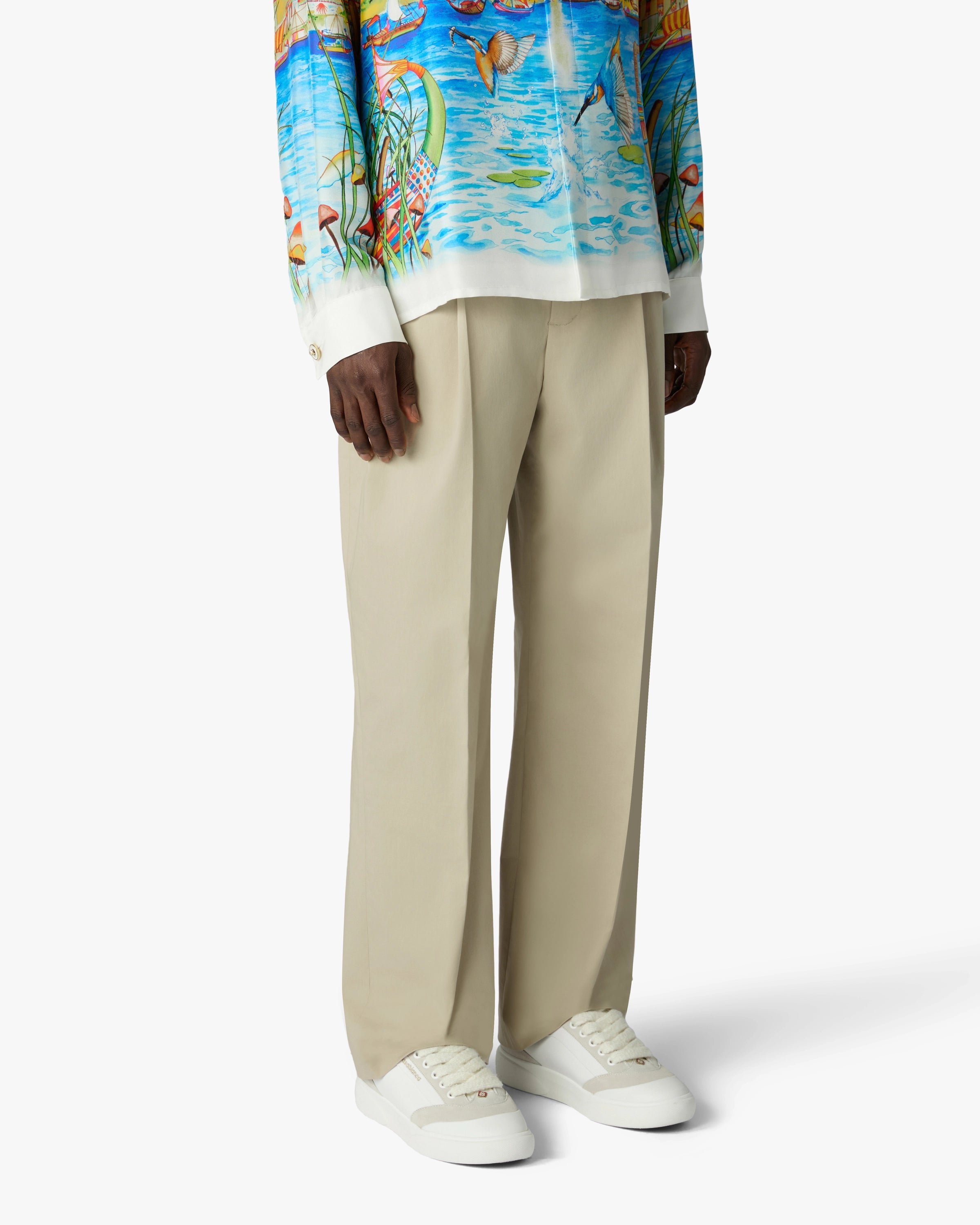 Casablanca Pleated Straight pantaloni marroni cotone slim