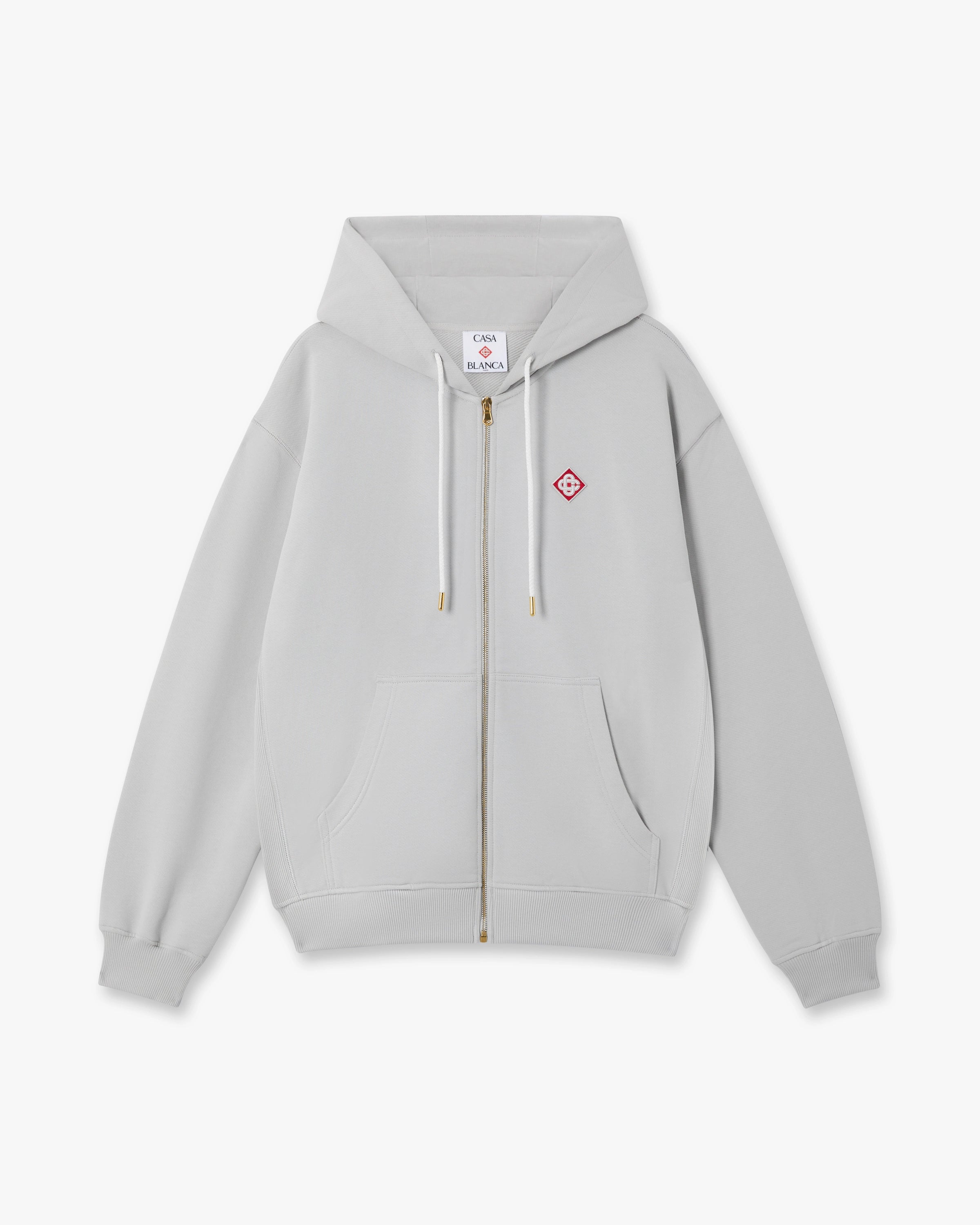 Casablanca Diamond Logo felpa grigia zip cotone
