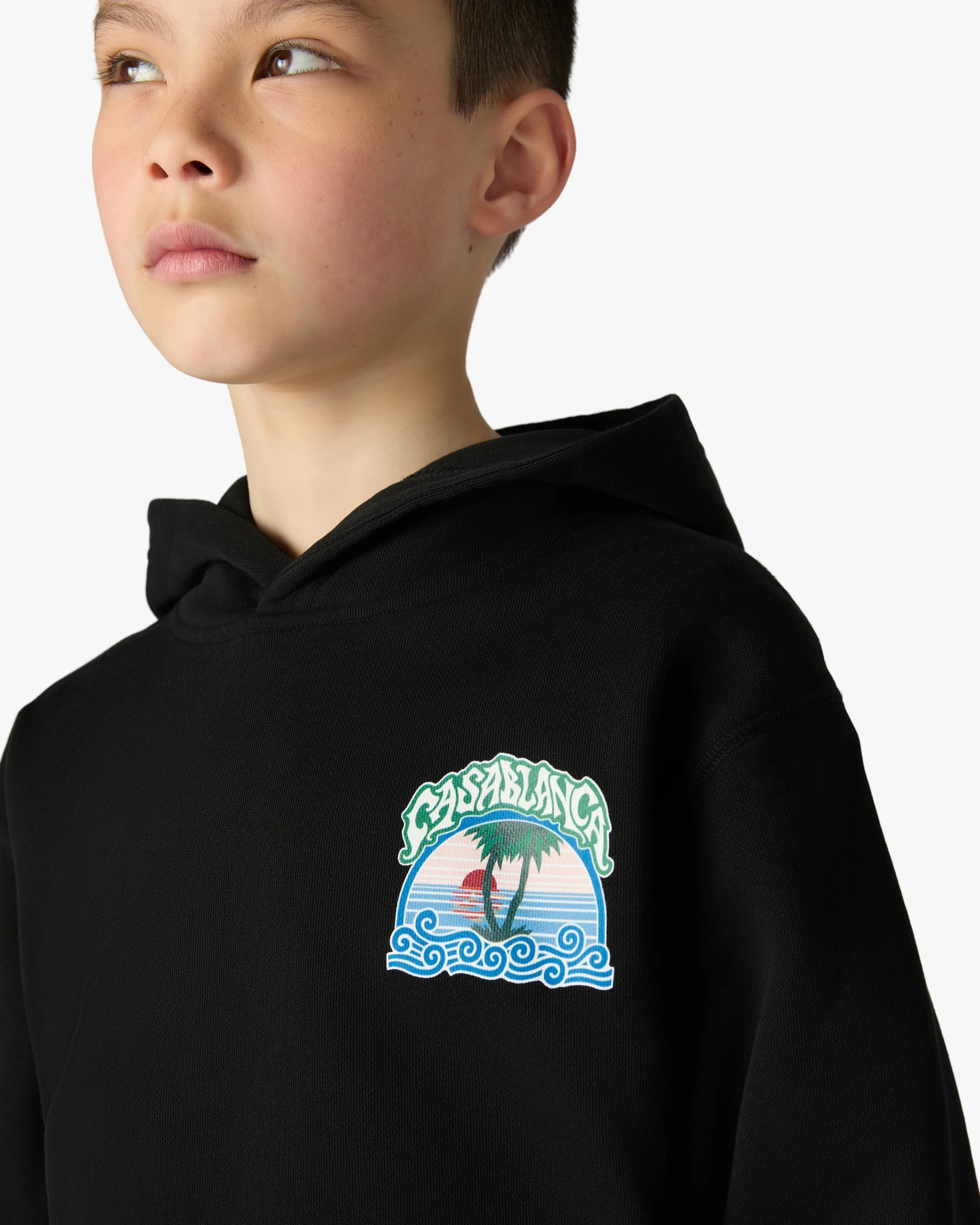 Casablanca Palm Tree felpa bambino nera con cappuccio