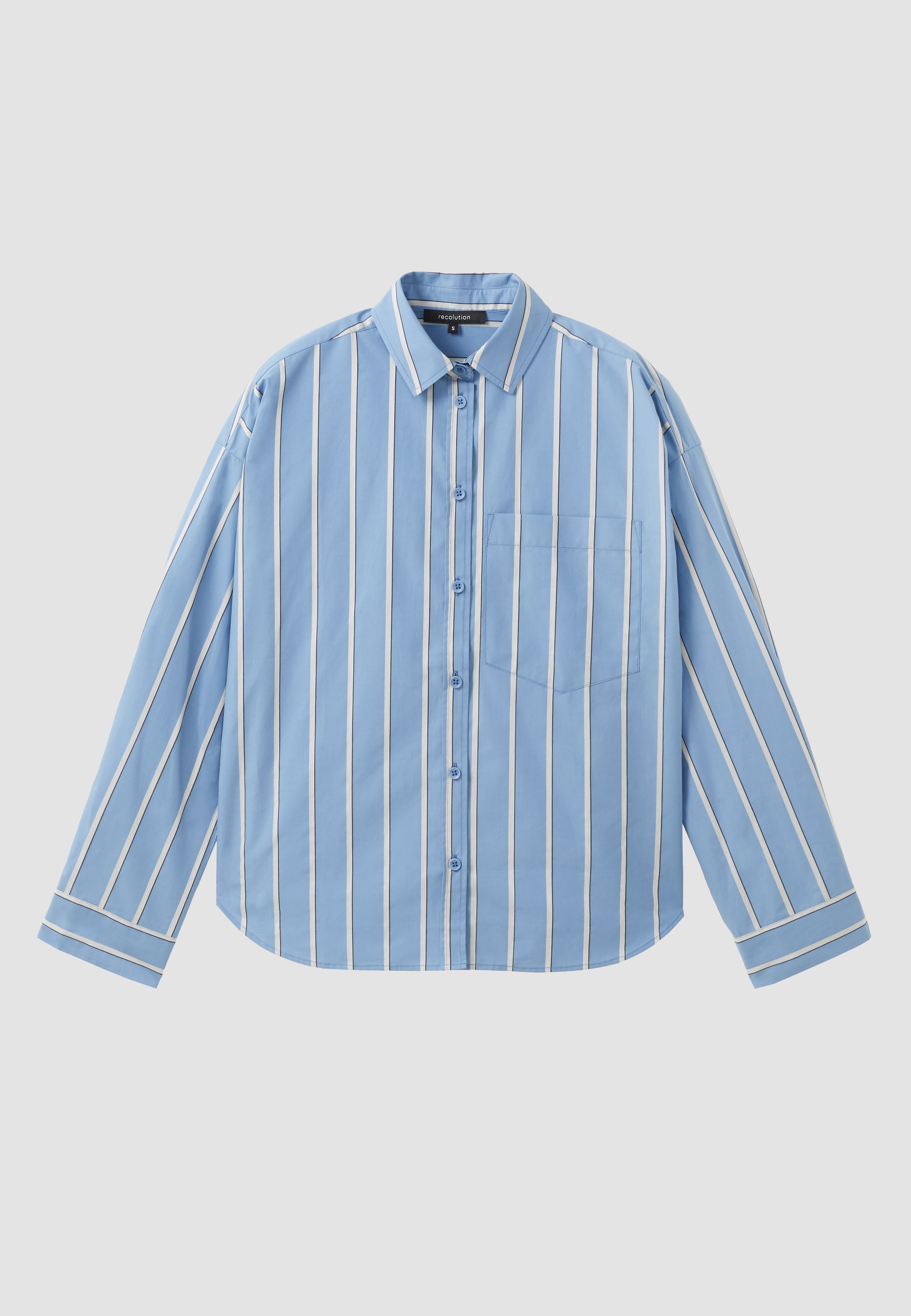 Recolution Forsythia Stripes camicia donna blue cotone bio