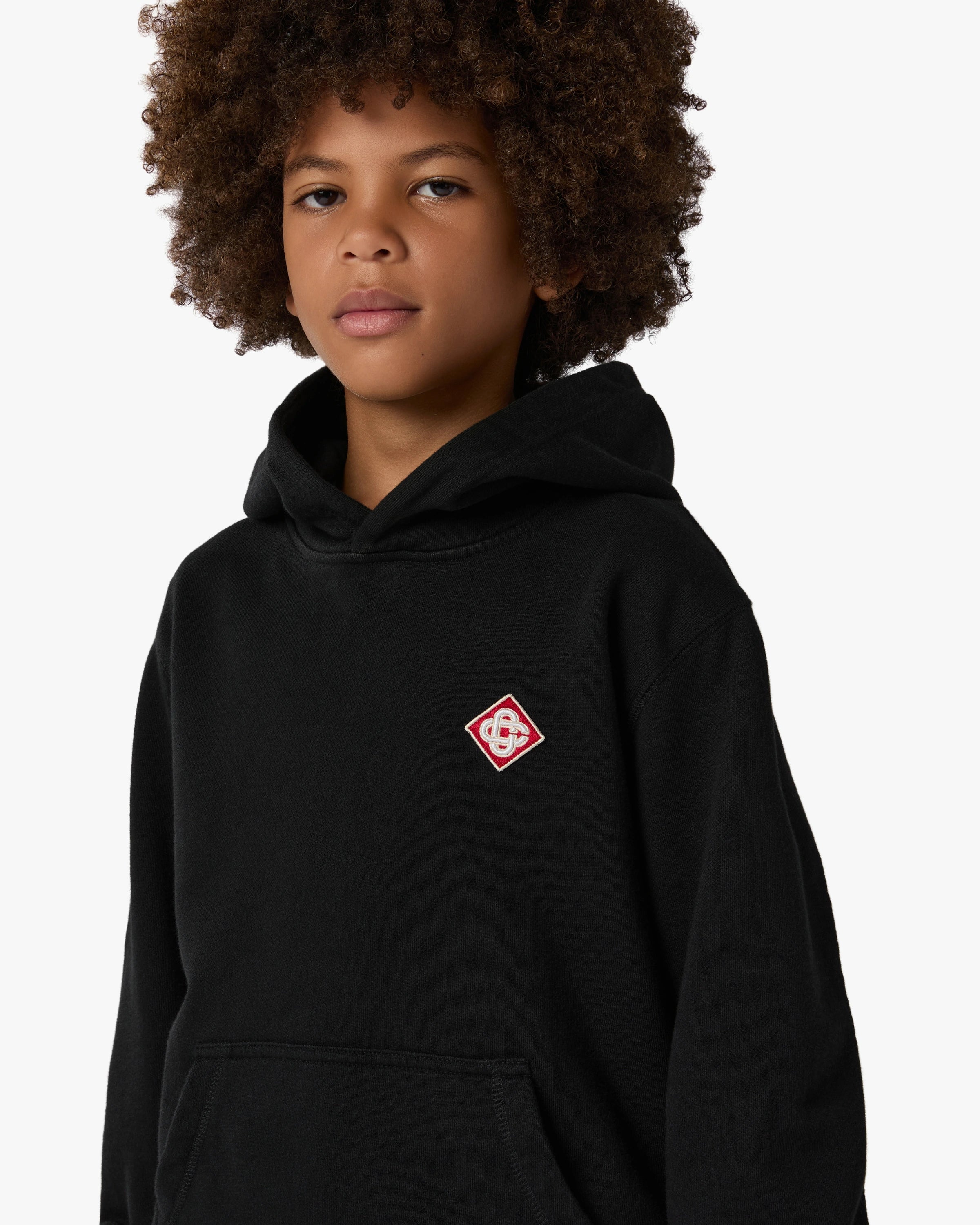Casablanca Diamond Logo felpa cappuccio nera bambino cotone