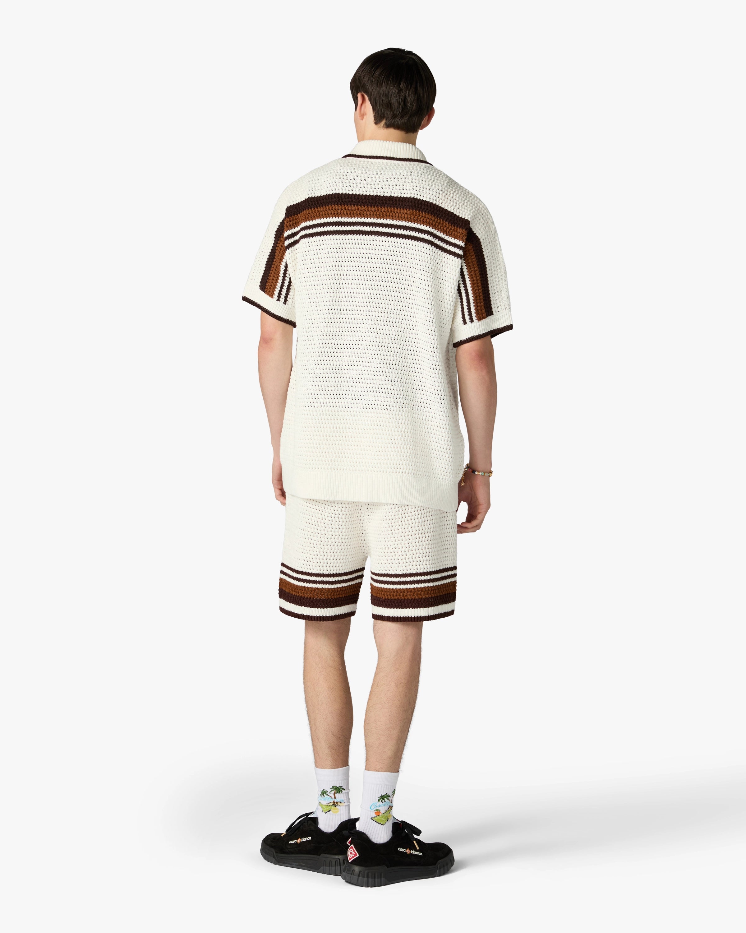 Casablanca Tennis Stripe Shorts Crochet Bianchi Marroni