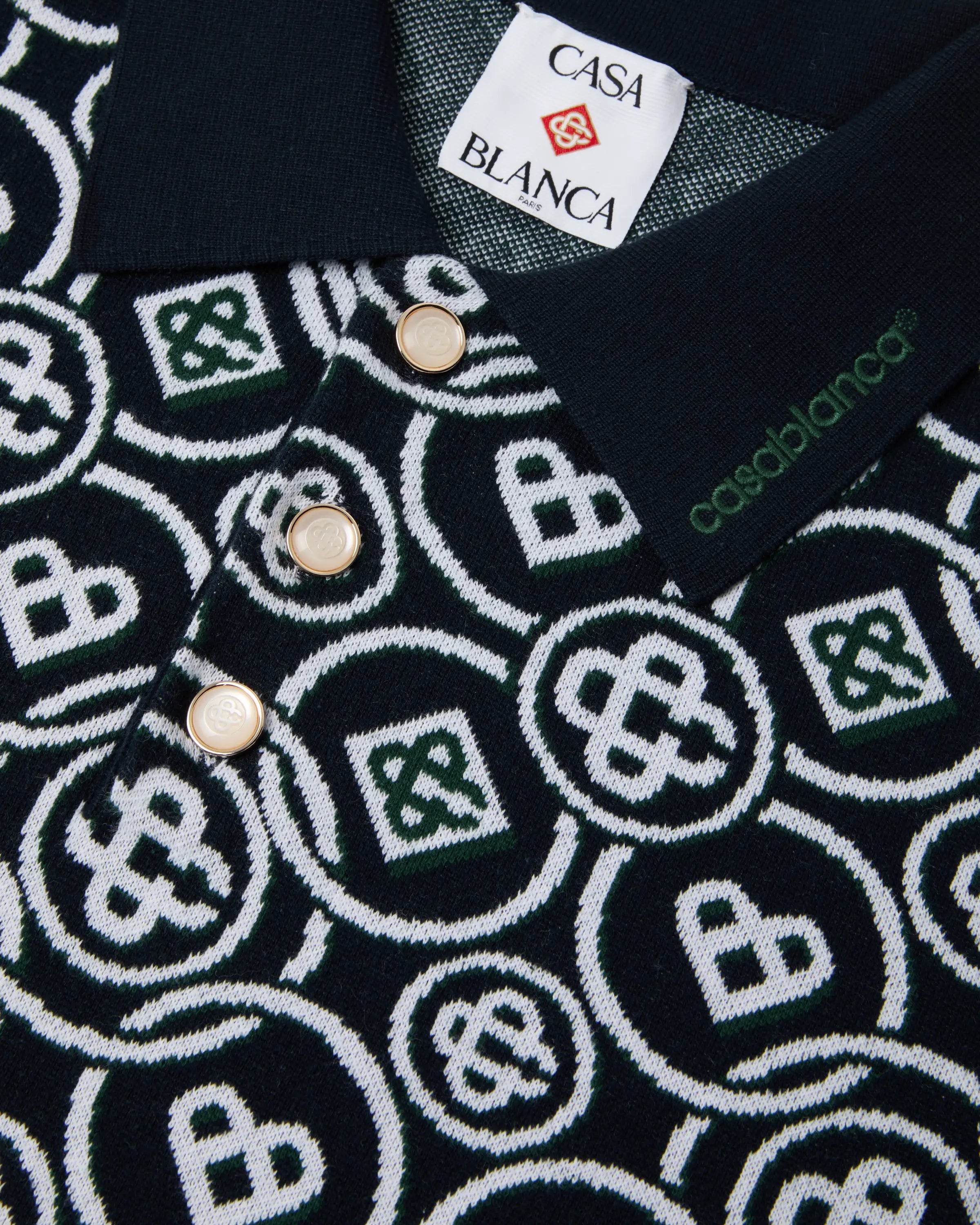 Casablanca Icon Monogram polo manica corta verde cotone