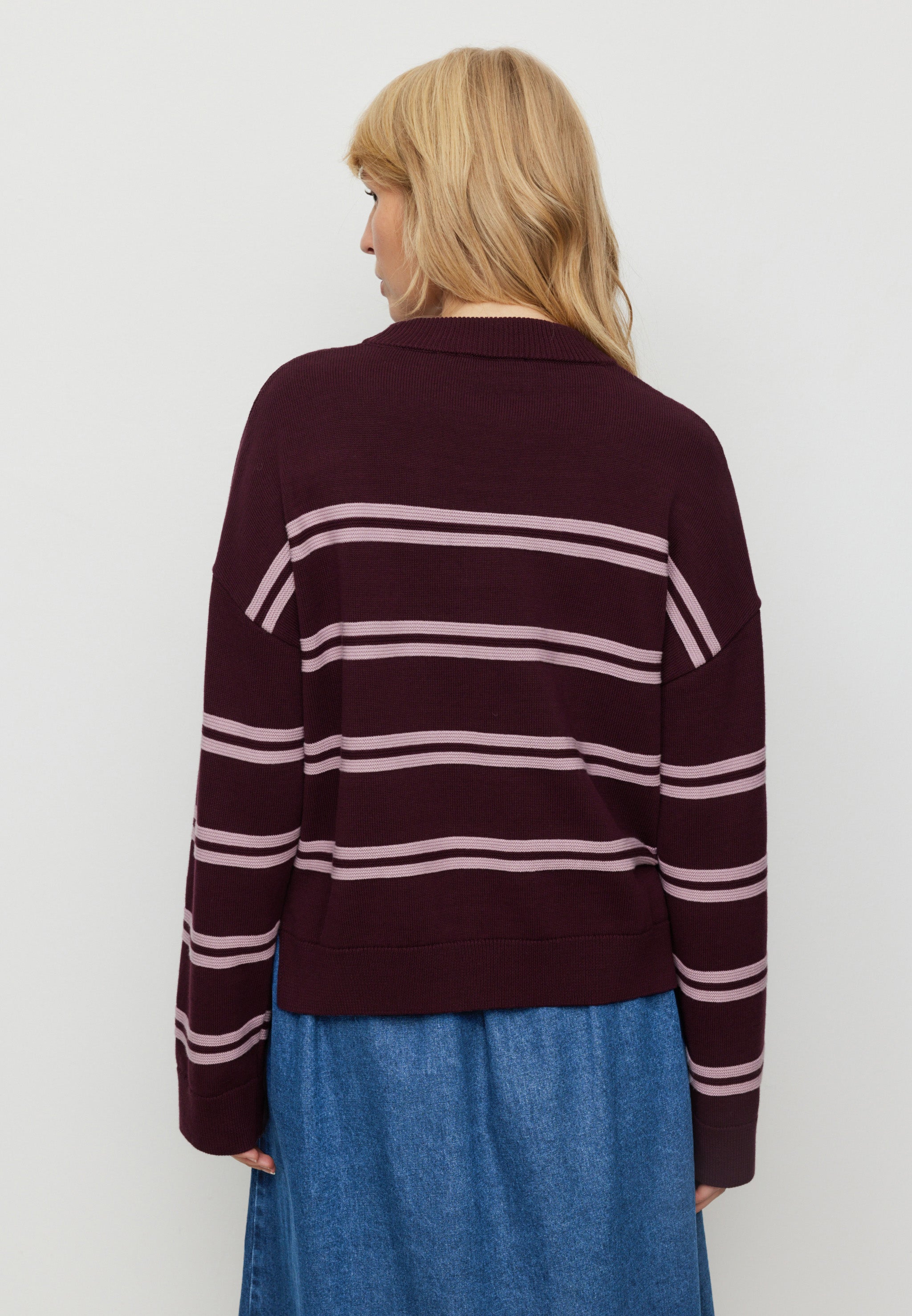 Recolution Gingko Stripes pullover prugna cotone bio