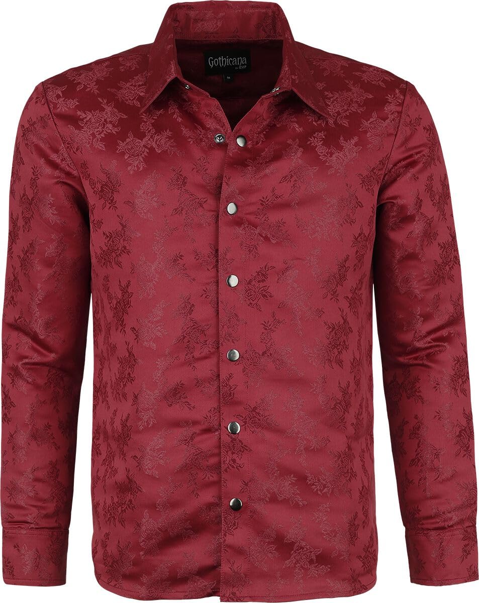 Gothicana by EMP Camicia Rose Rosso Scuro Maniche Lunghe taglia L