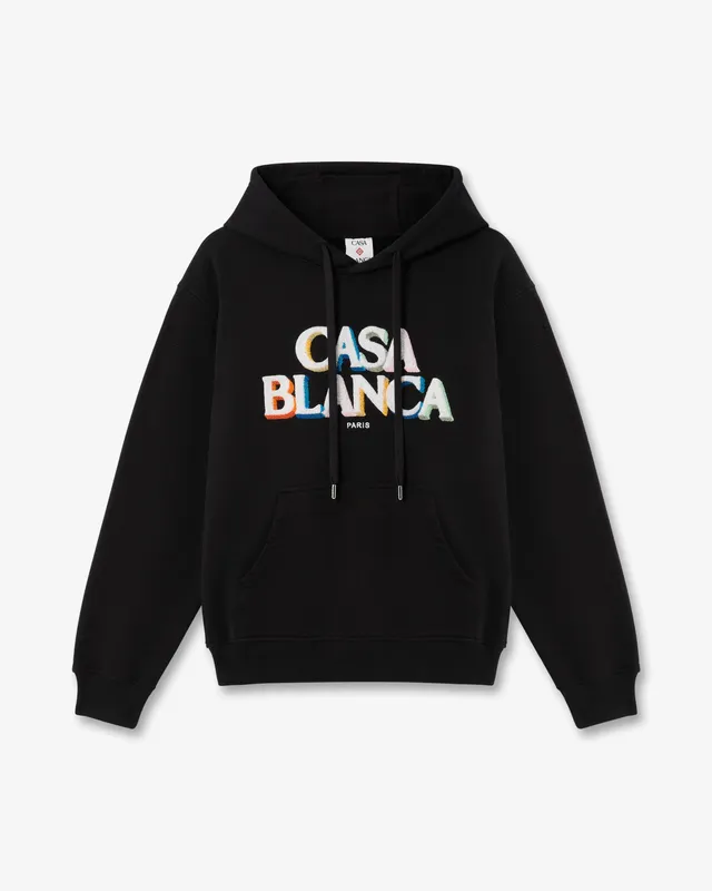 Casablanca Stacked Logo felpa cappuccio nero