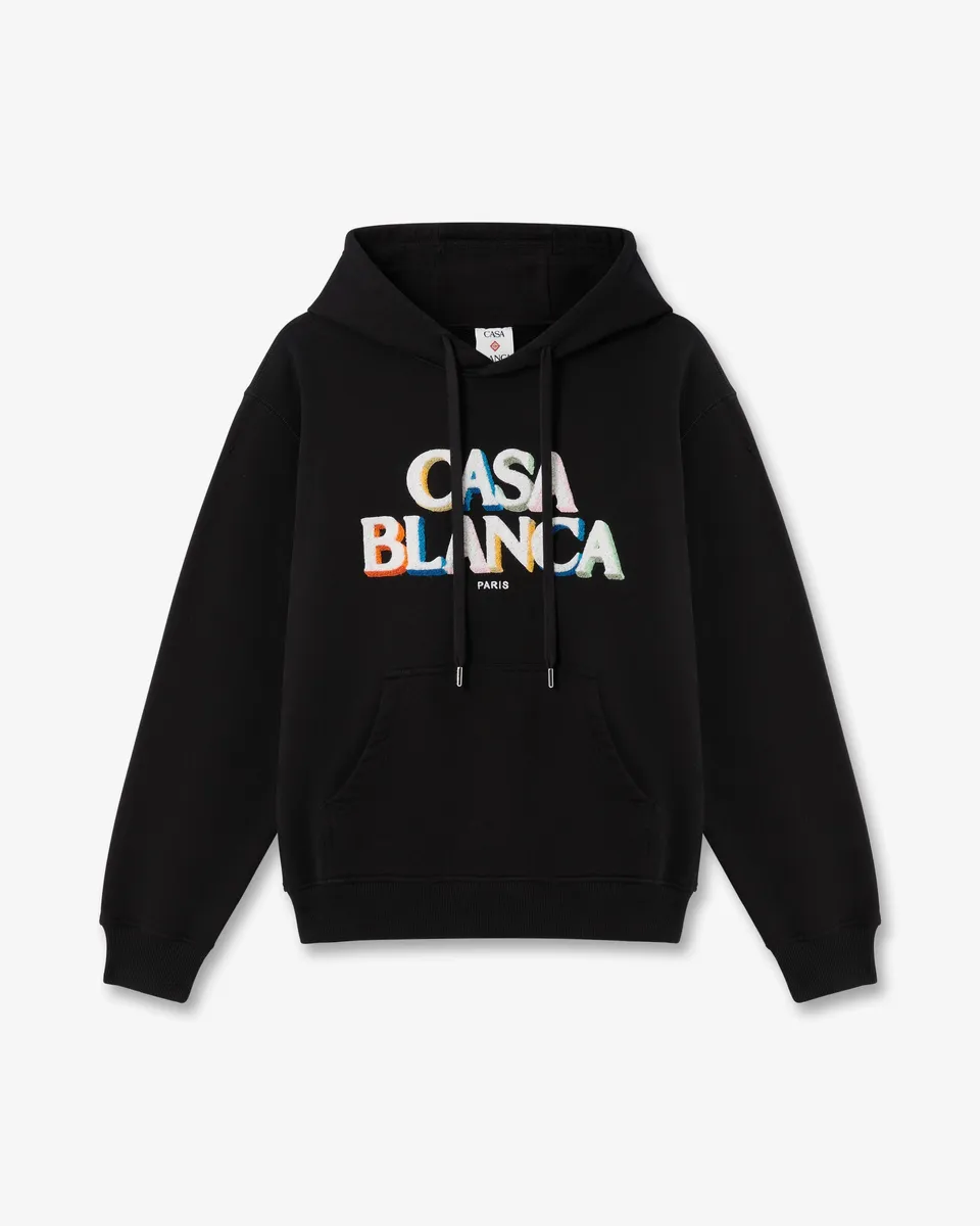 Casablanca Stacked Logo felpa cappuccio nero