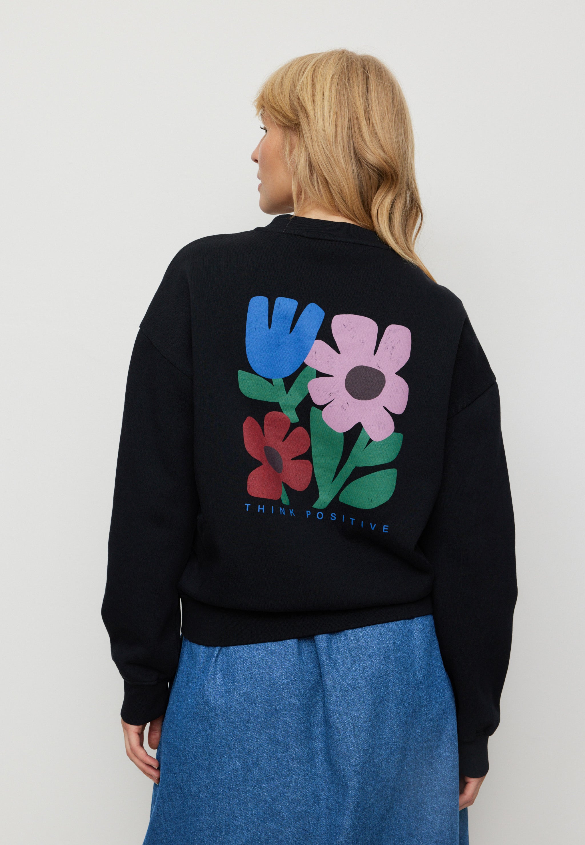 Recolution Nerine Think Positive felpa donna nera bio