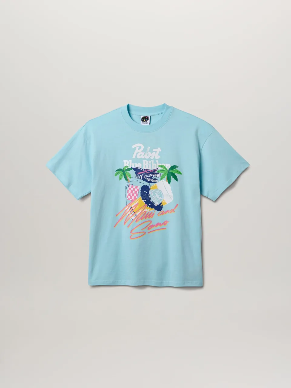Maui and Sons Pabst Blue Ribbon Shark Vest t-shirt azzurra cotone