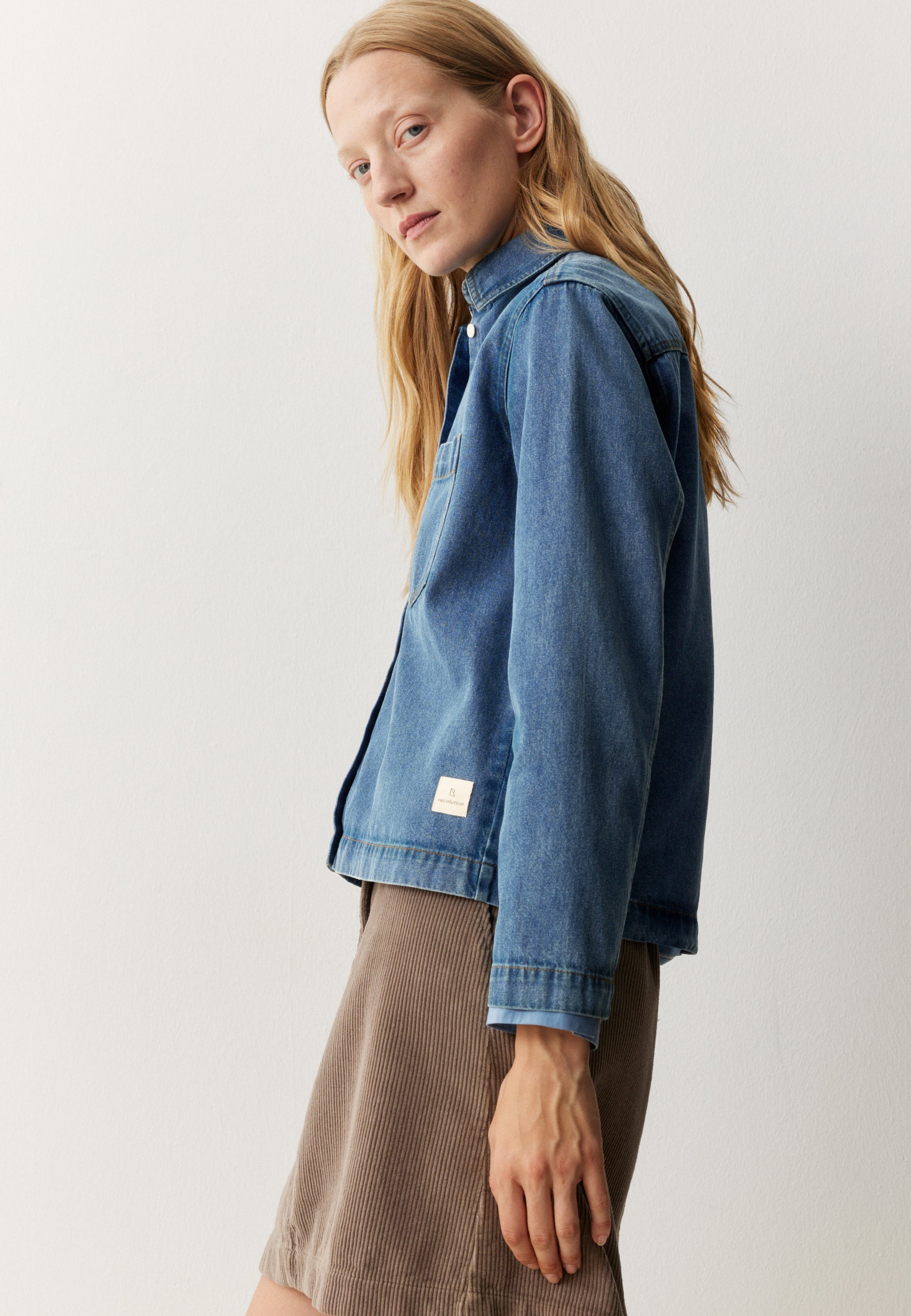 Recolution Poppy overshirt donna blu cotone bio