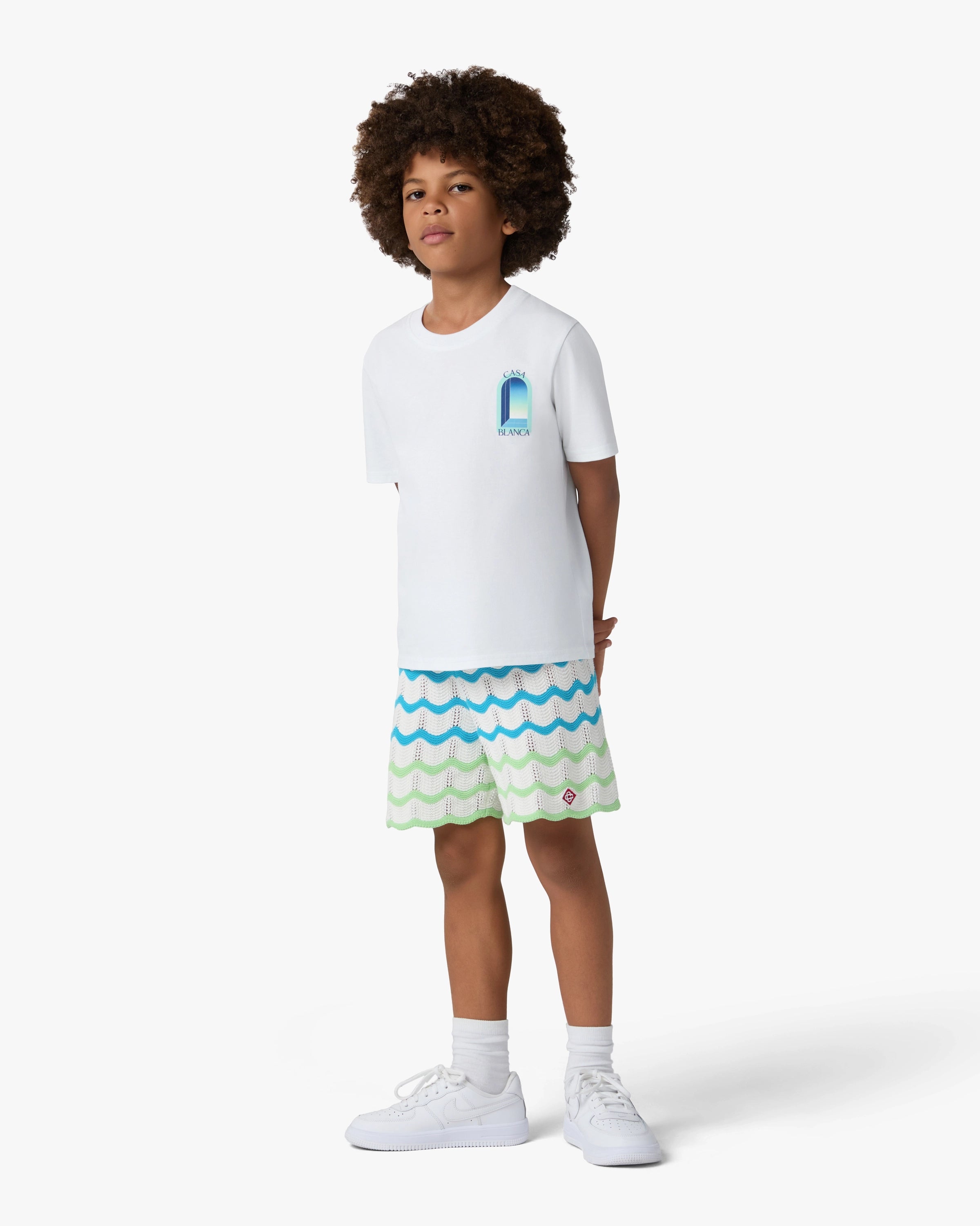 Casablanca Gradient Arch t-shirt bambino bianca cotone organico