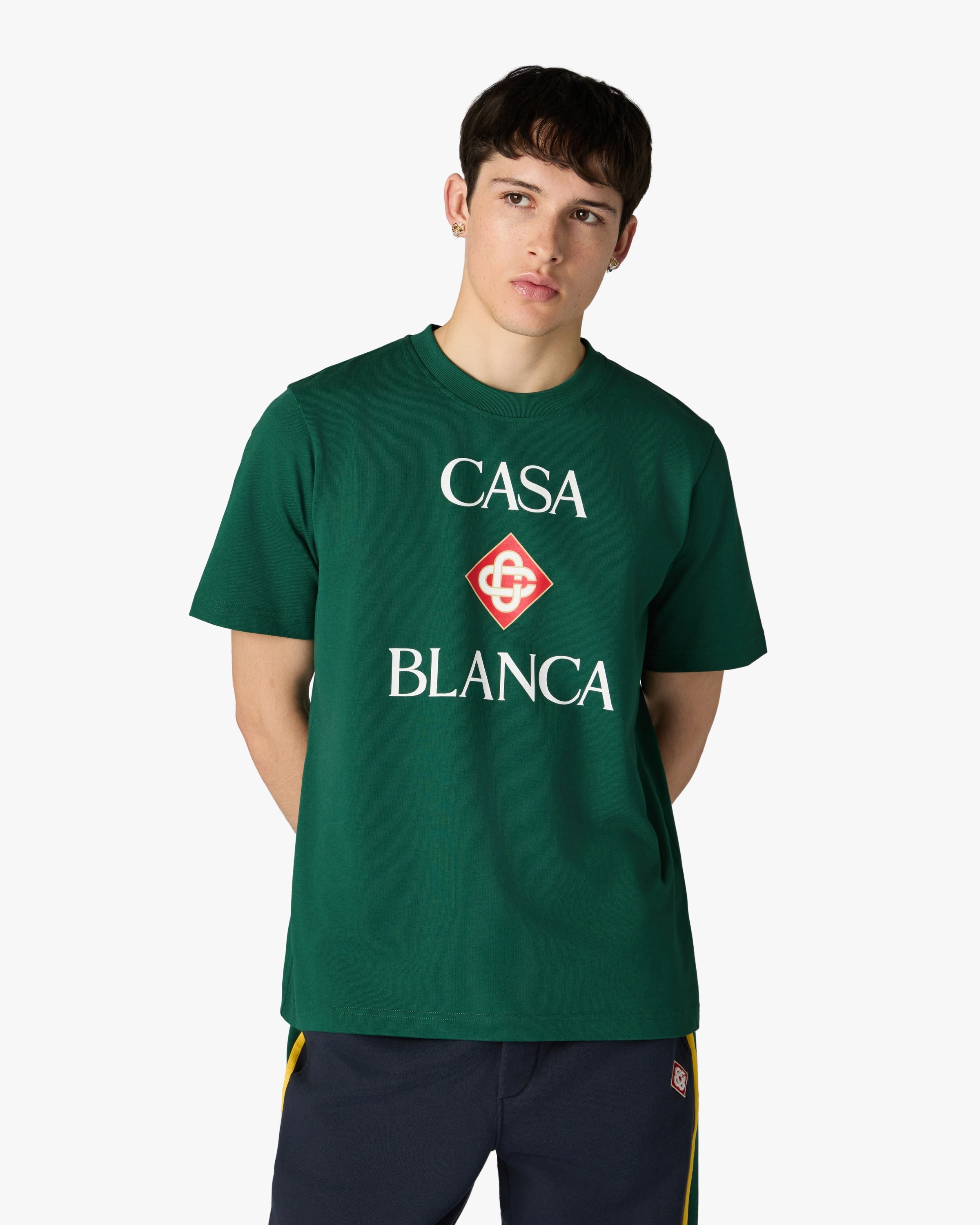 Casablanca Diamond Logo t-shirt verde cotone M