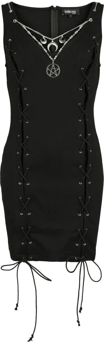 Gothicana by EMP abito corto nero M jersey lacci
