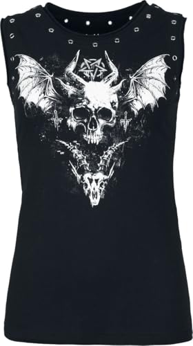 Gothicana by EMP Top donna nero con rivetti traforati