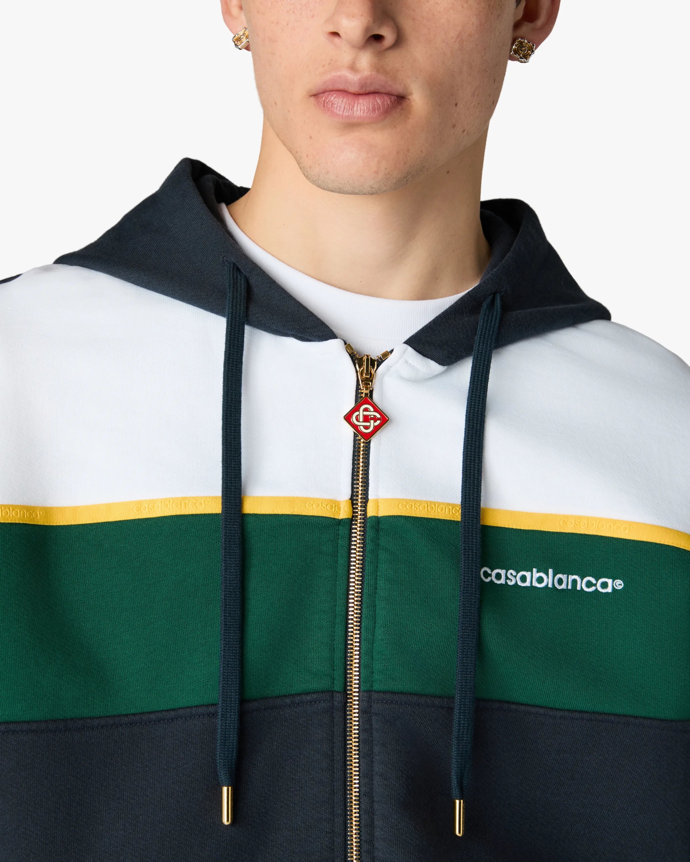Casablanca Felpa con Zip Blu Verde Cotone Uomo