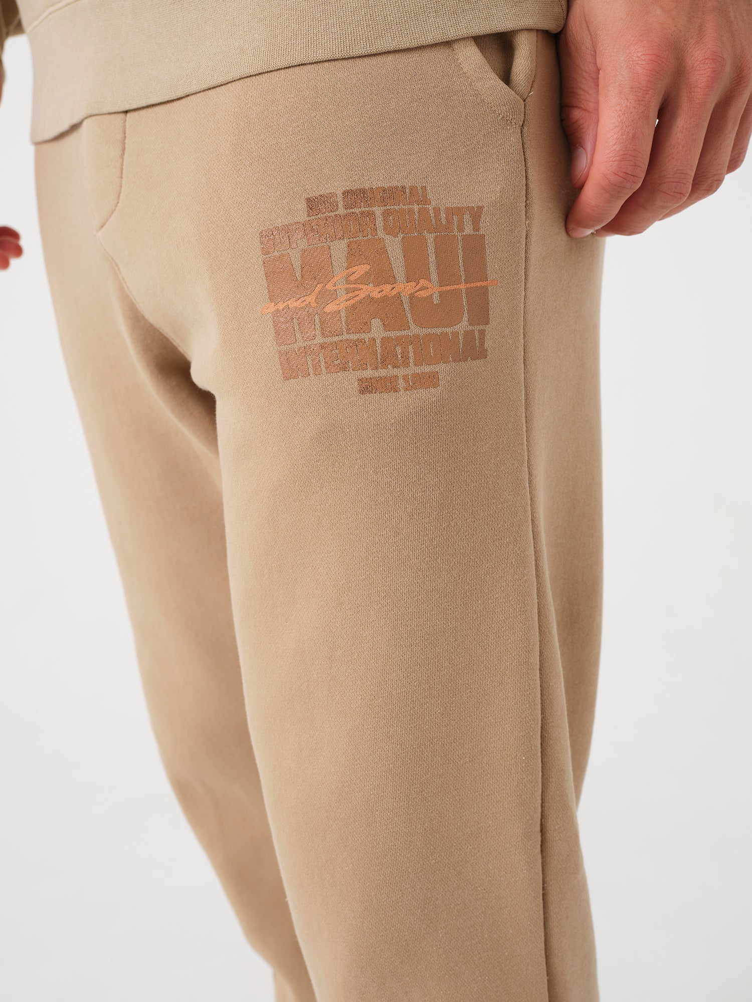 Maui and Sons Original Pantalone Tuta Sabbia in Pile