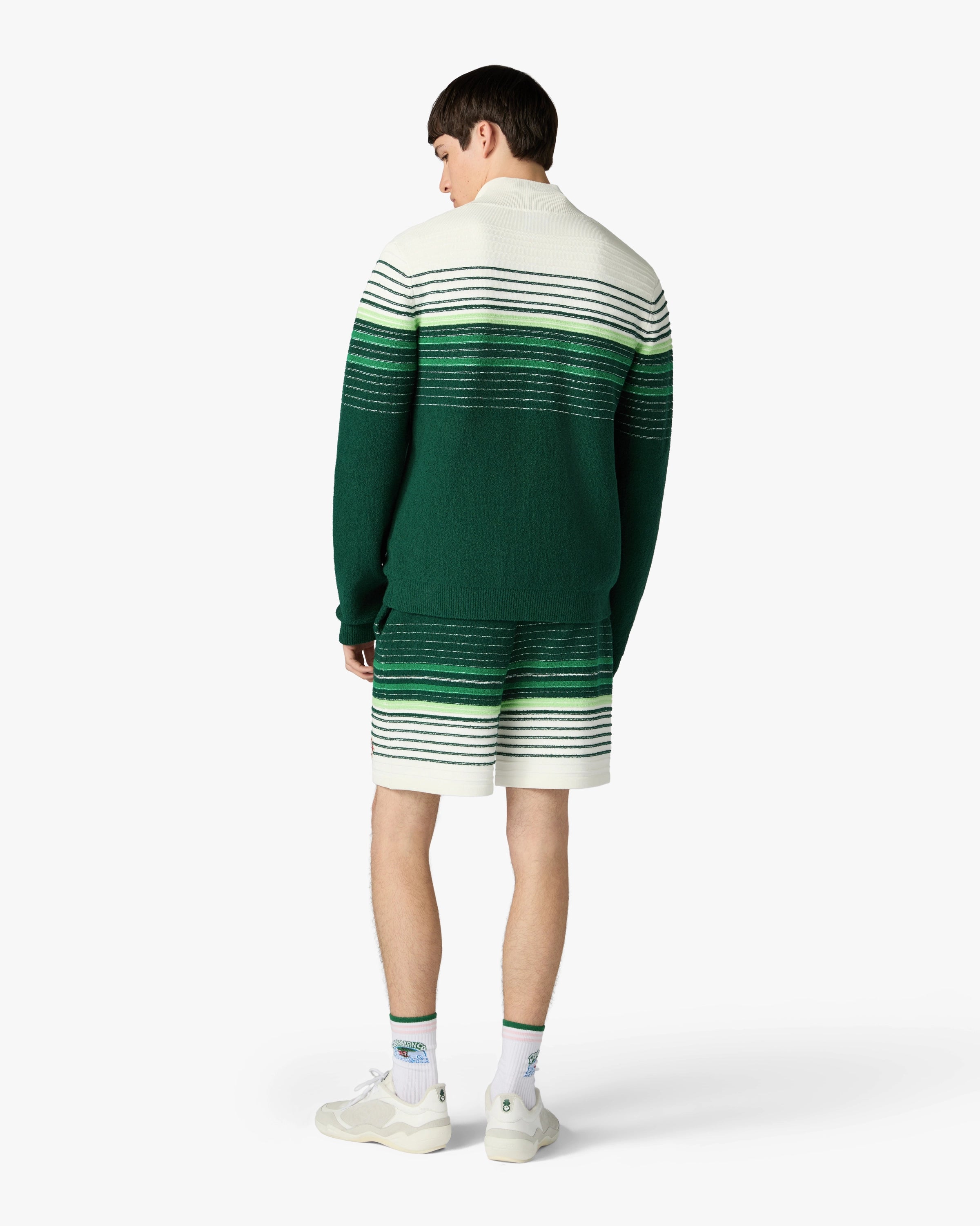 Casablanca Boucle Stripe pantaloncini bianchi verdi bouclé