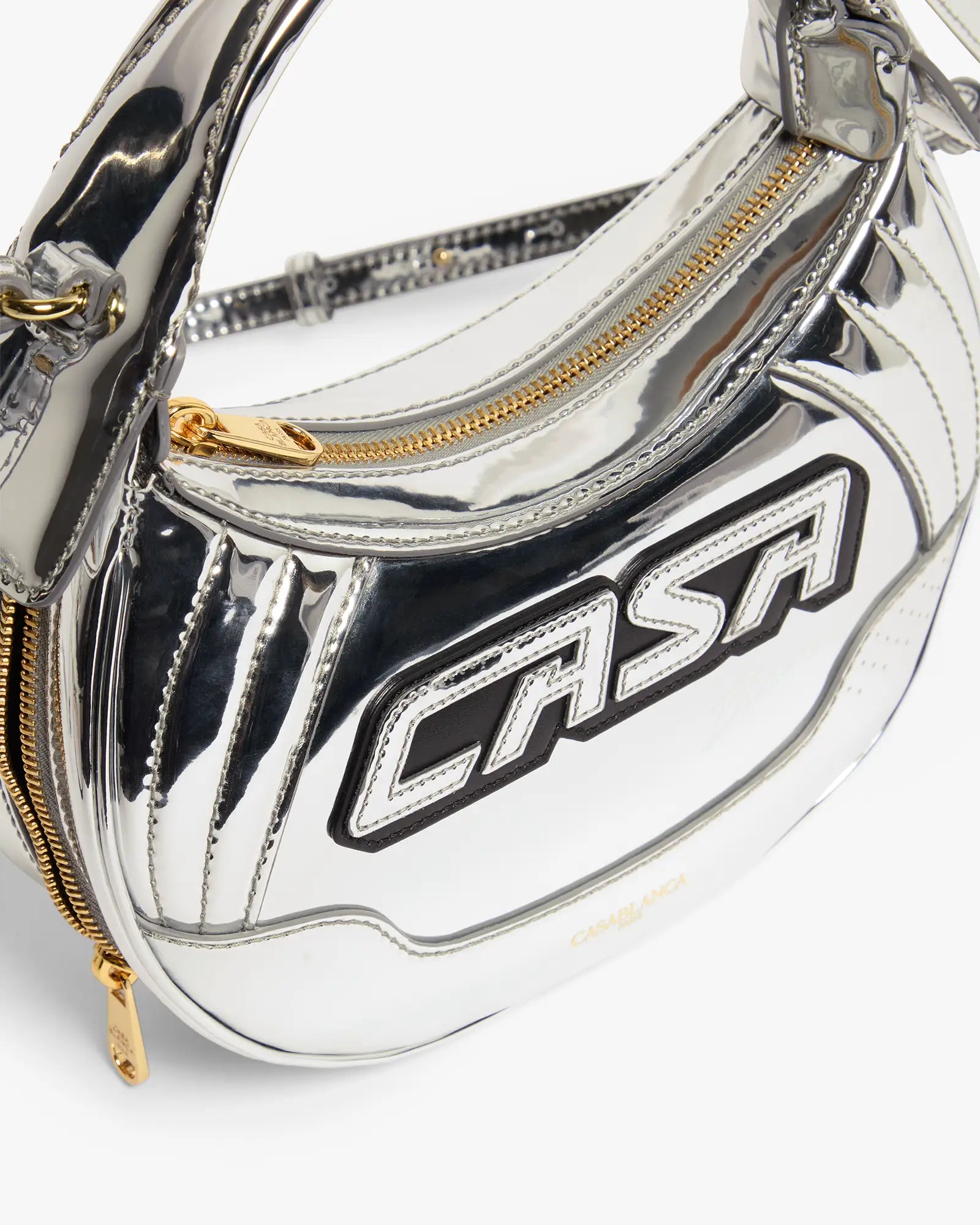 Casablanca Biker borsa argento pelle tracolla
