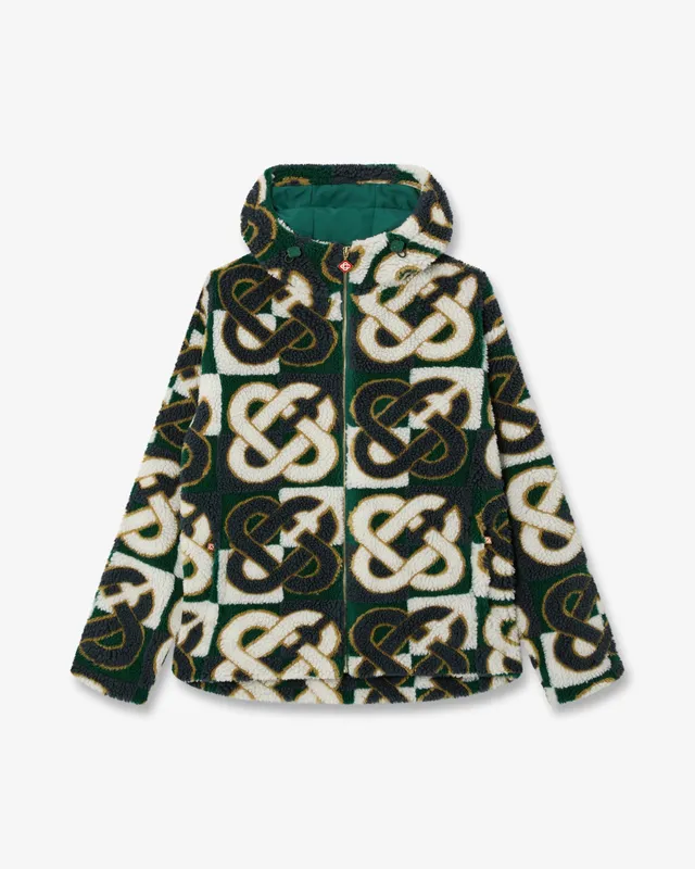 Casablanca Check Monogram giacca fleece uomo verde navy