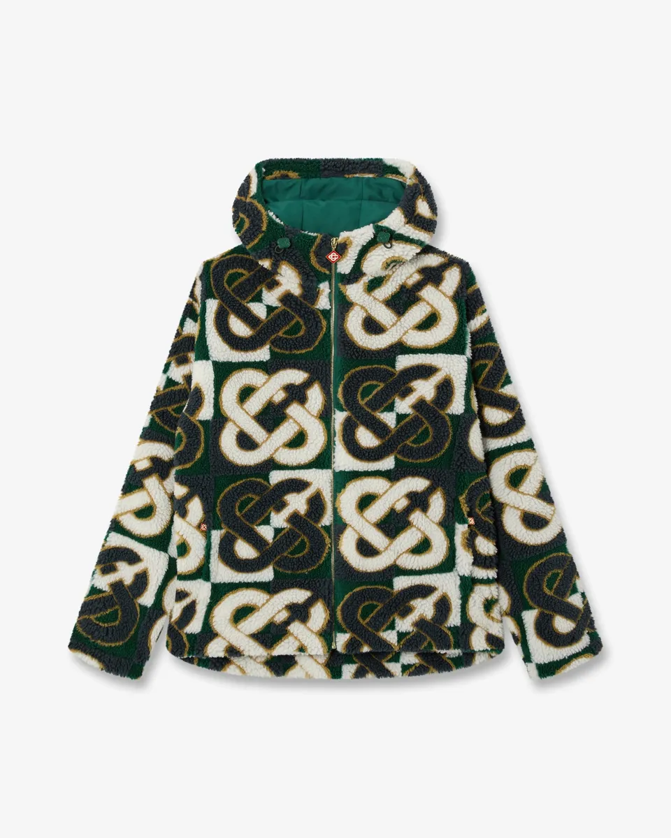 Casablanca Check Monogram giacca fleece uomo verde navy