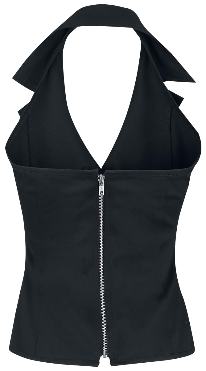 Gothicana by EMP top nero collo alto con lacci taglia XL
