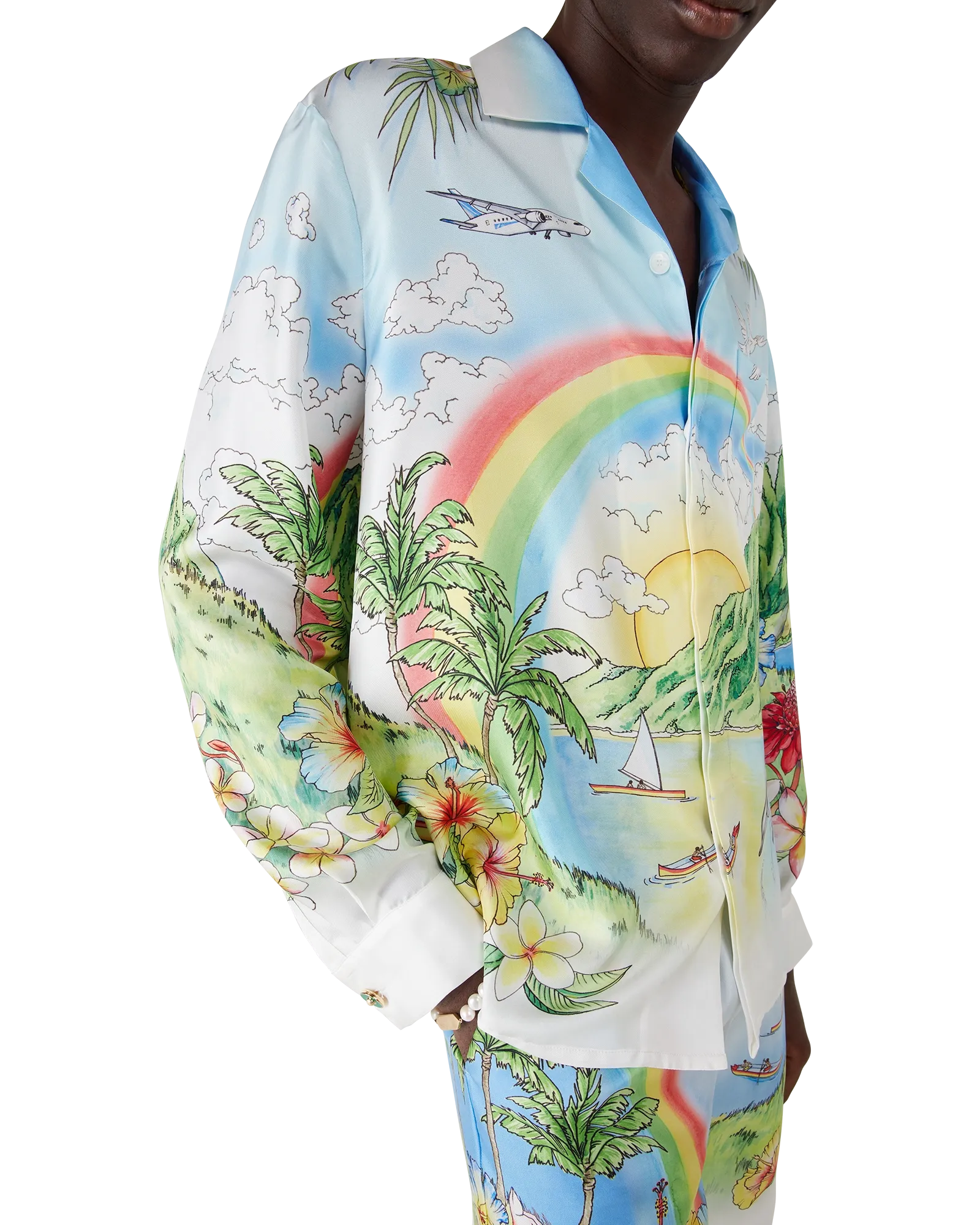 Casablanca Aloha camicia seta maniche lunghe