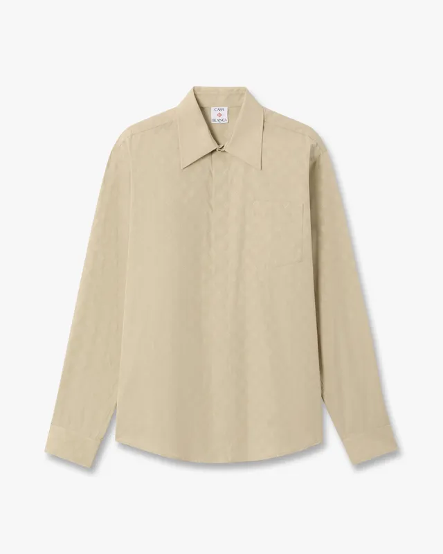 Casablanca Monogram camicia cotone beige manica lunga