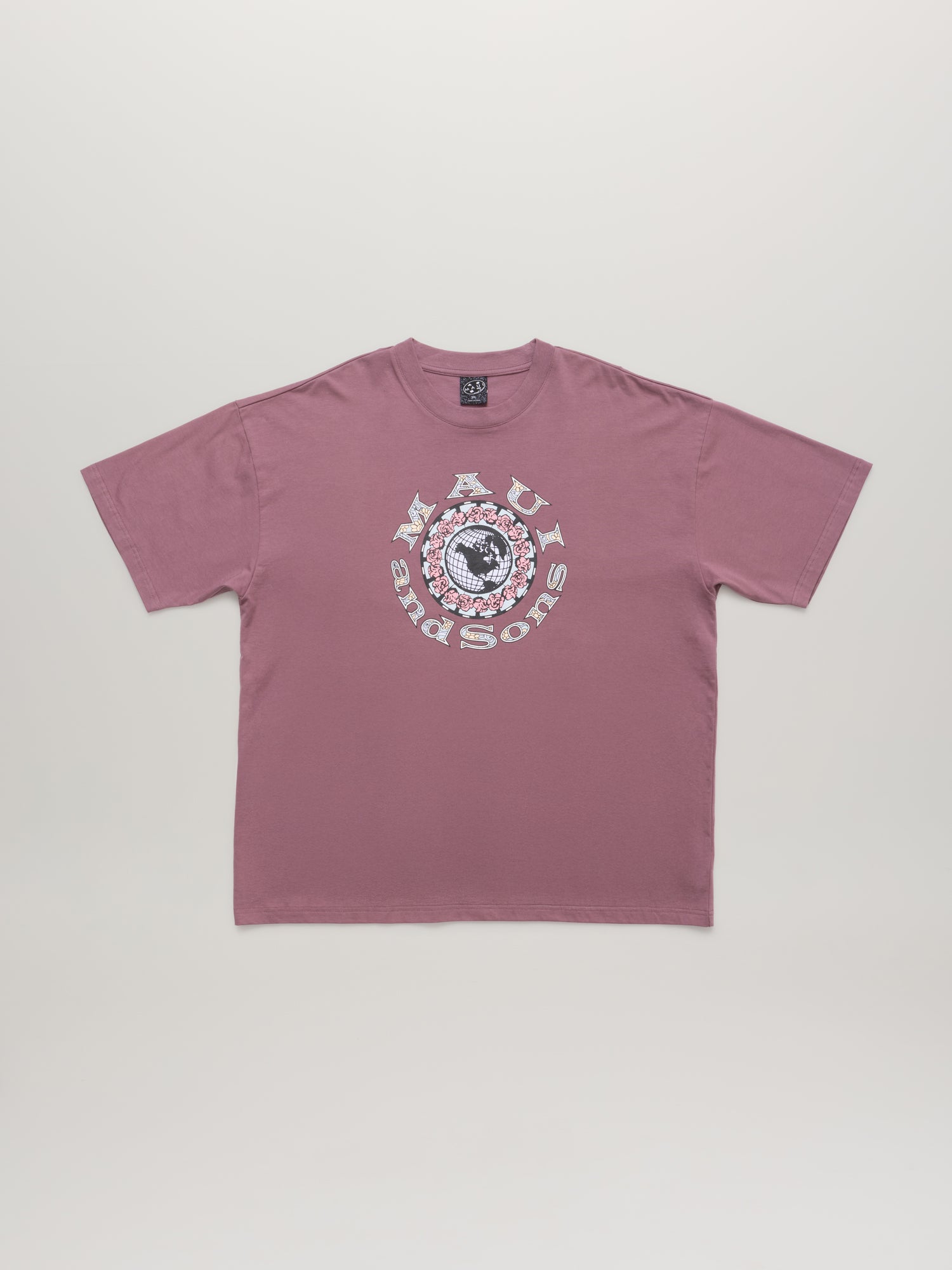 Maui and Sons Globe T-Shirt Maglietta Mauve Cotone