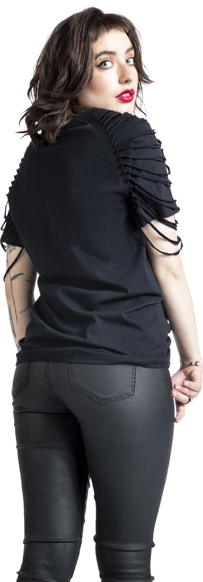 Gothicana by EMP t-shirt nera maniche particolari