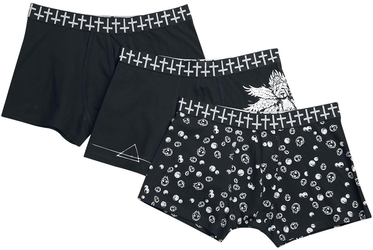 Gothicana by EMP set 3 boxer neri con stampa uomo