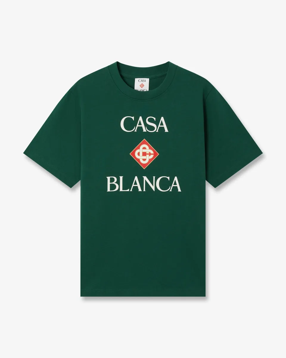 Casablanca Diamond Logo t-shirt verde cotone M