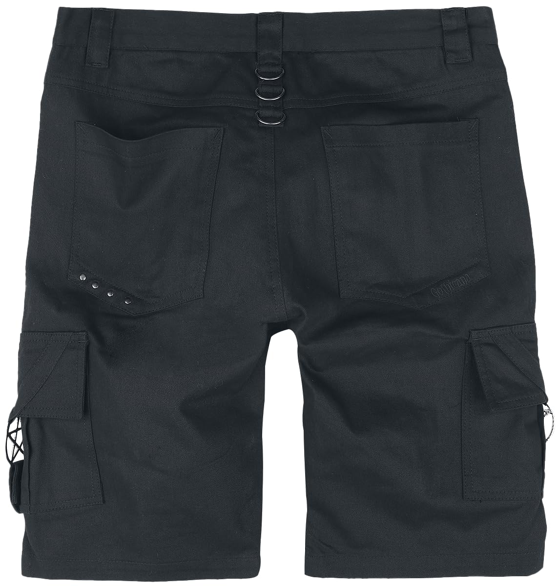 Gothicana Pantaloncini Neri Pentagramma Fibbie Uomo