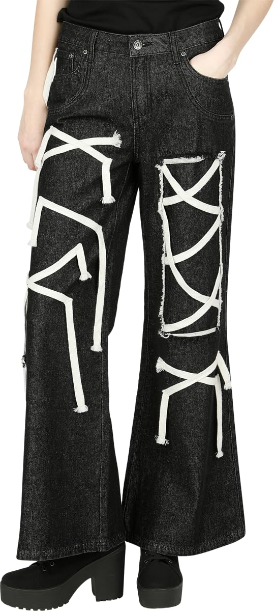 Gothicana by EMP Jeans Donna Neri Flare Coulisse
